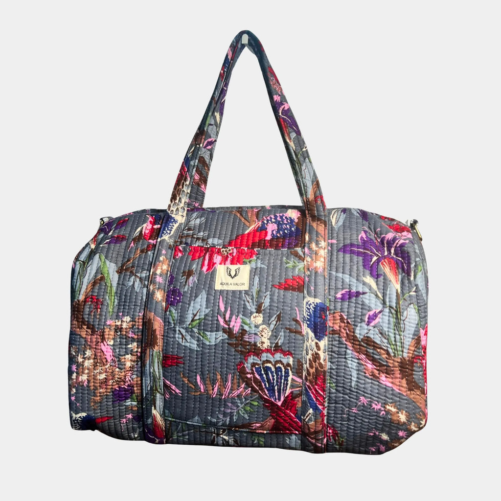 Frosted Bloom - Quilted Cotton Weekender Bag