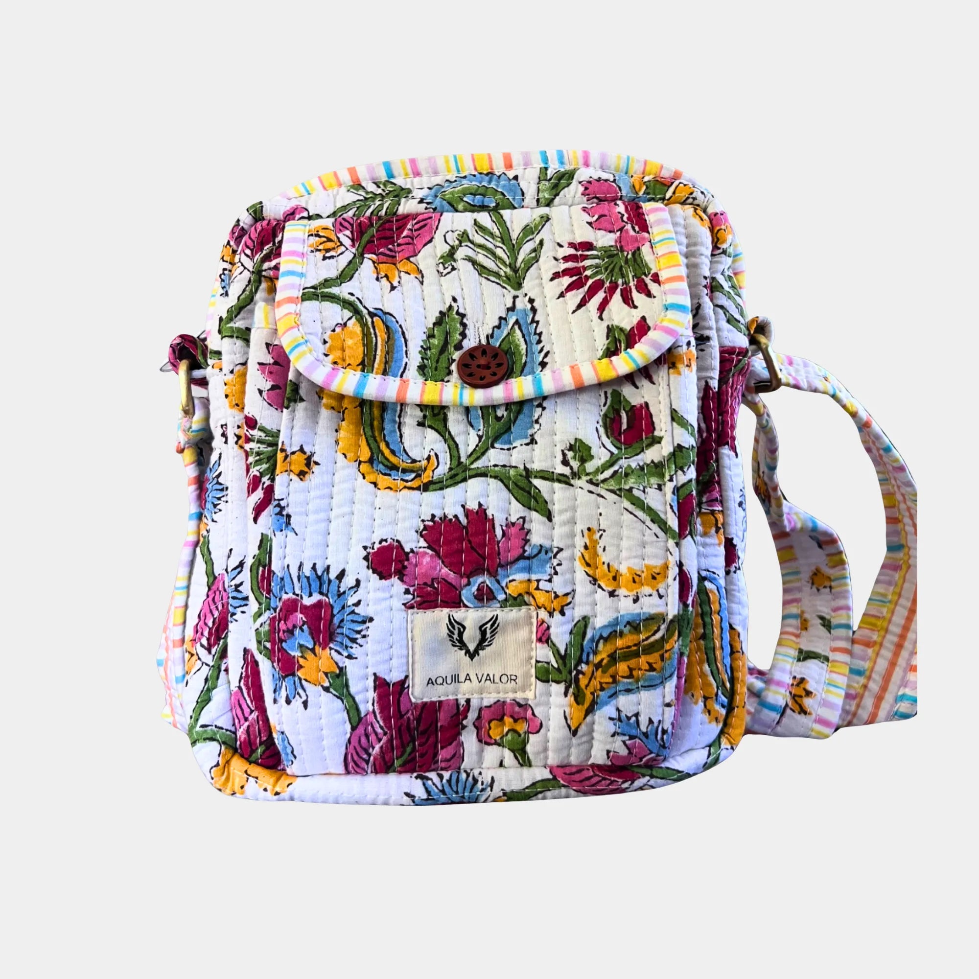 Summer Time - Handblock Printed Lightweight Crossbody Purse