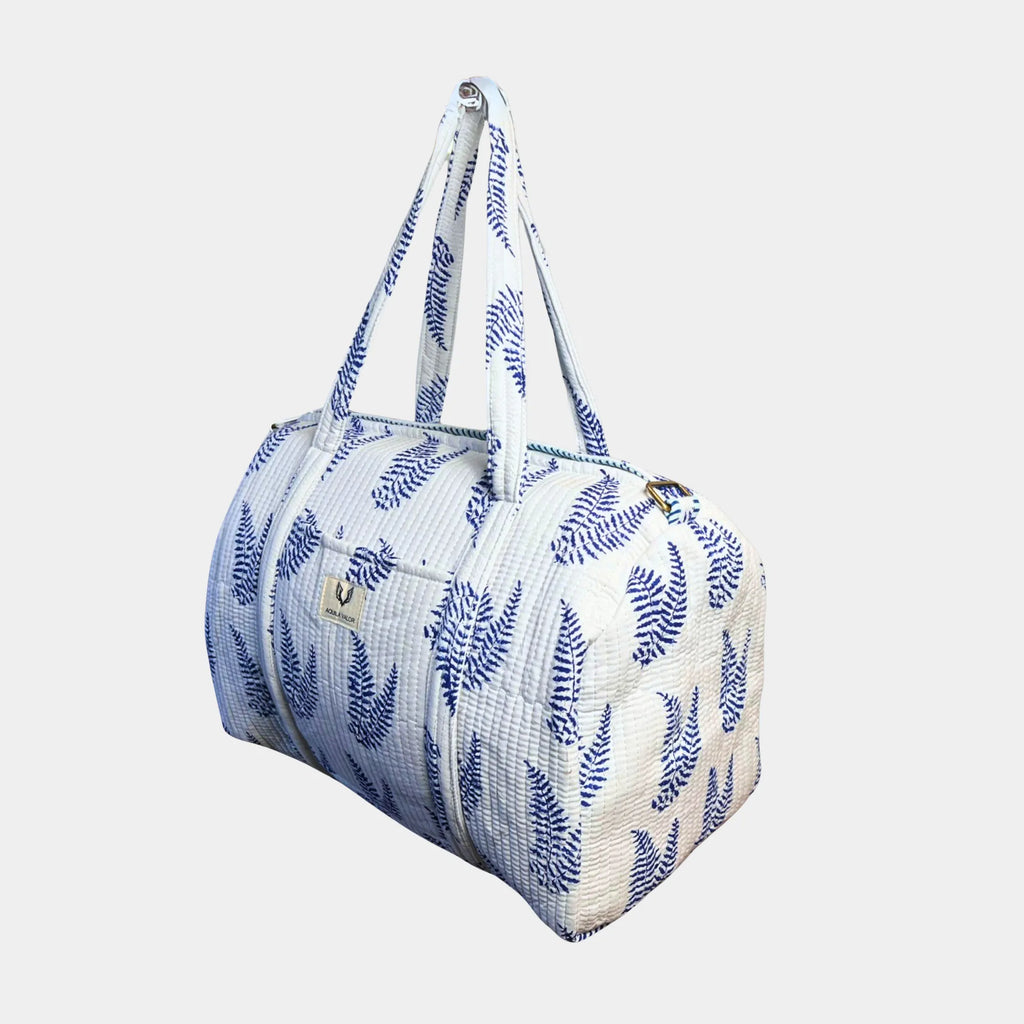 Blue Fern - Quilted Cotton Weekender Bag