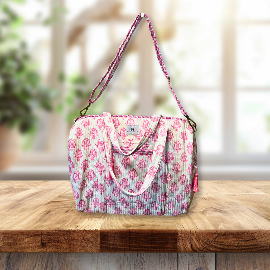 Pink Whisper - Quilted Cotton Getaway Bag