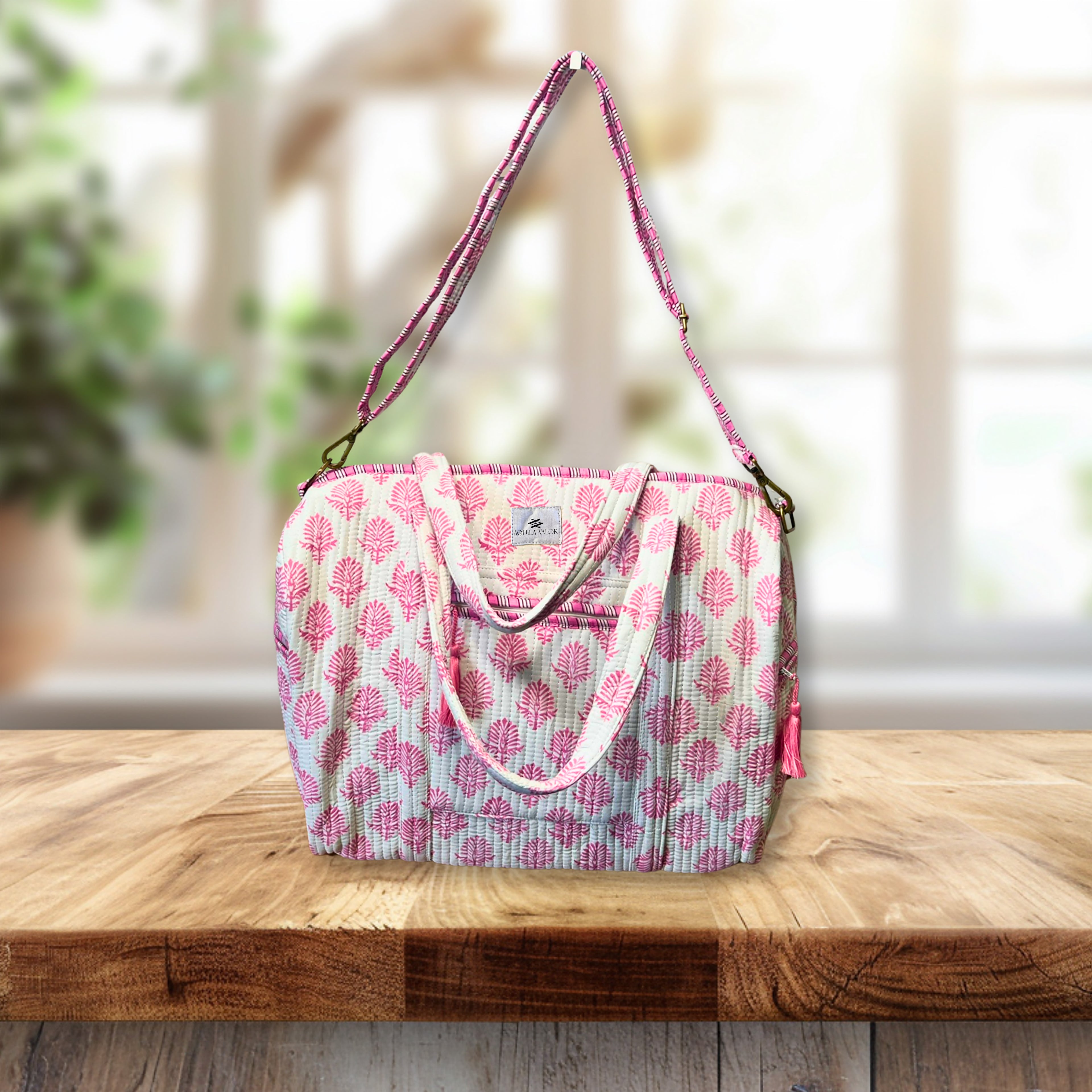 Pink Whisper - Quilted Cotton Getaway Bag