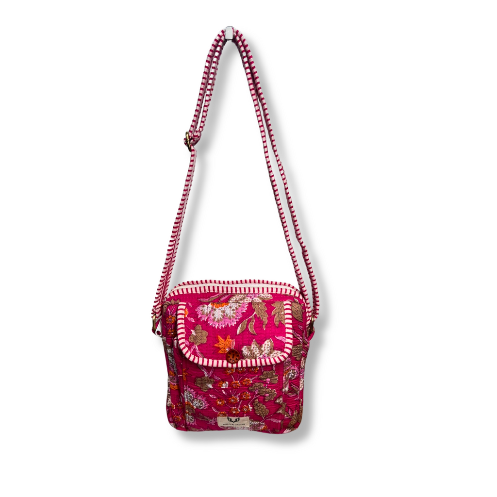 Blossom Pop - Handblock Printed Lightweight Crossbody Purse