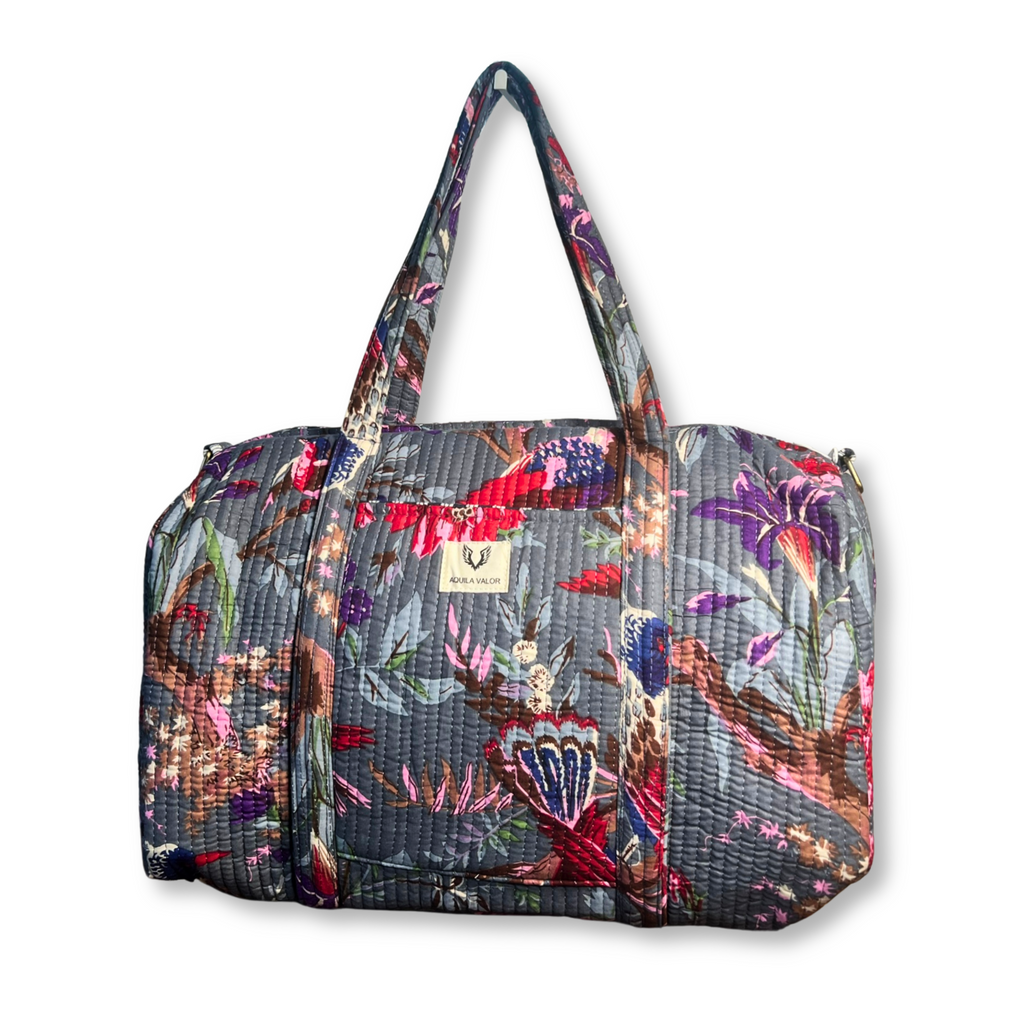 Frosted Bloom - Quilted Cotton Weekender Bag