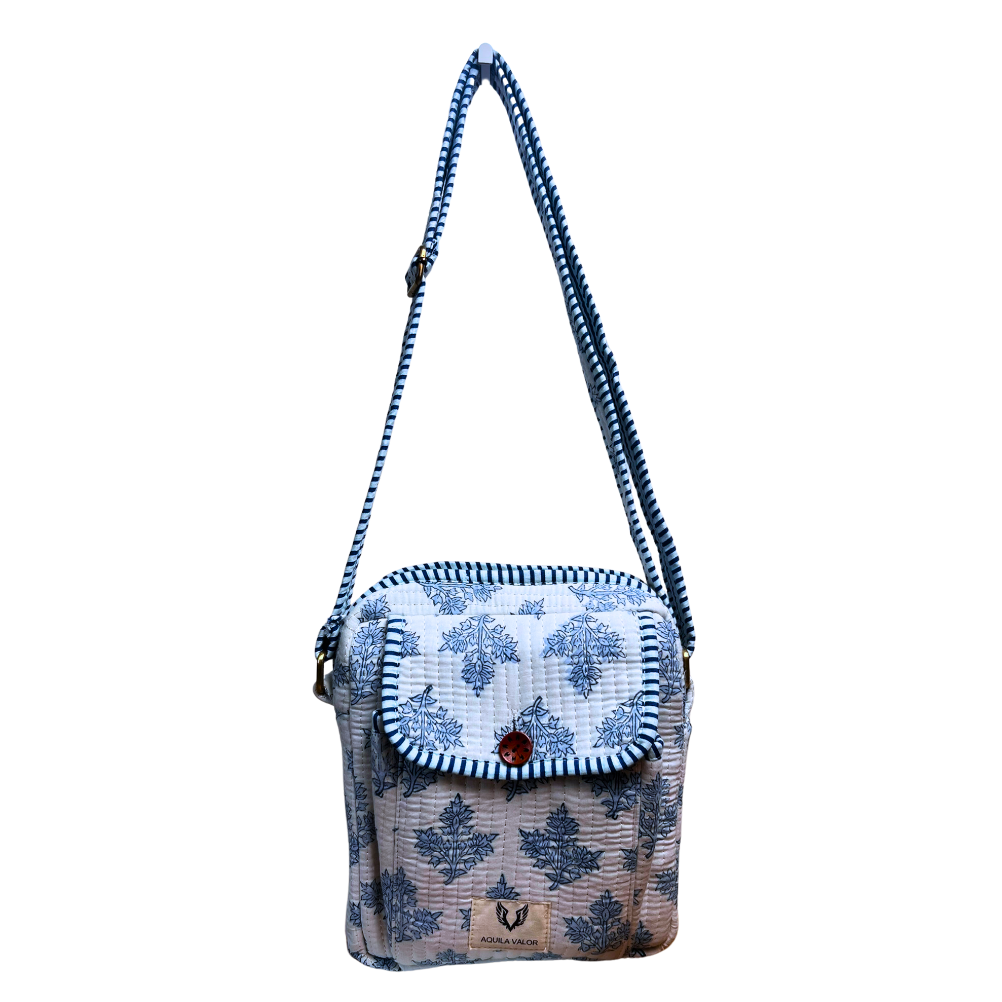 Rain Drops - Handblock Printed Lightweight Crossbody Purse
