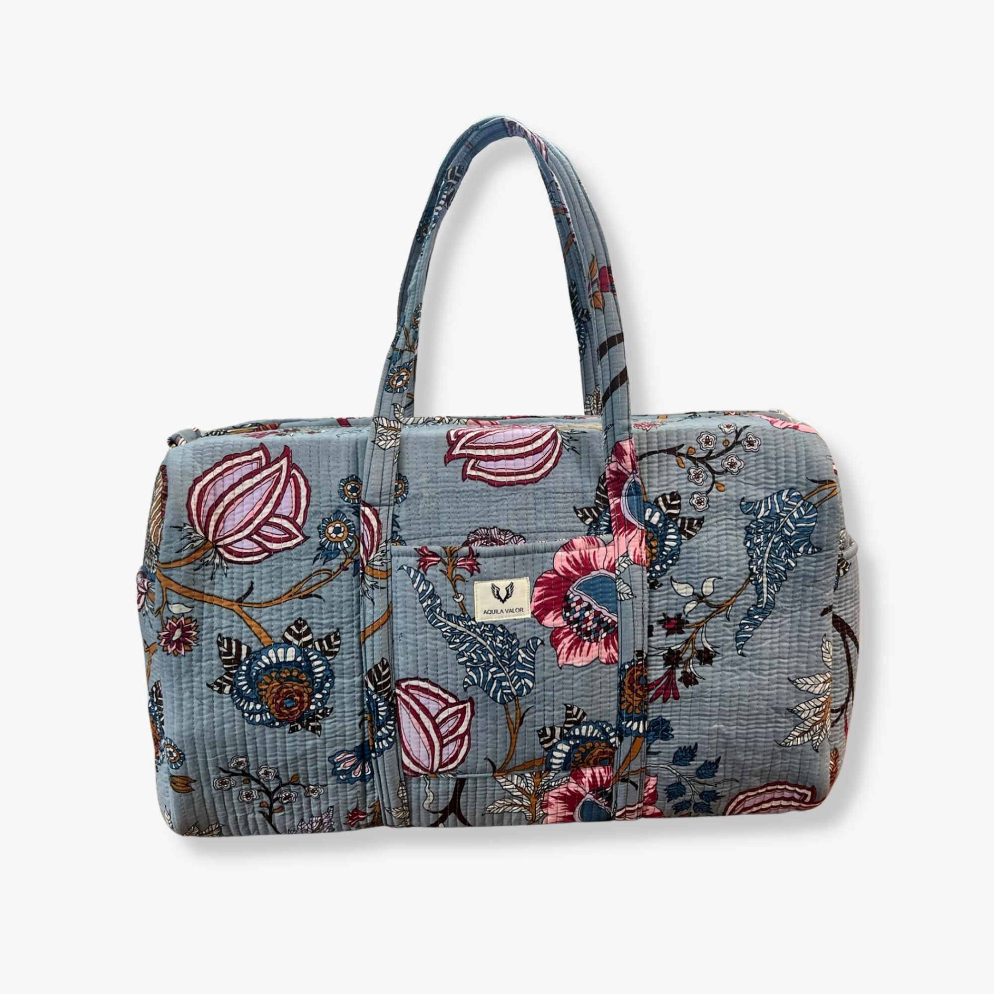 Frosted Bloom – Hand Block Printed Travel Bag