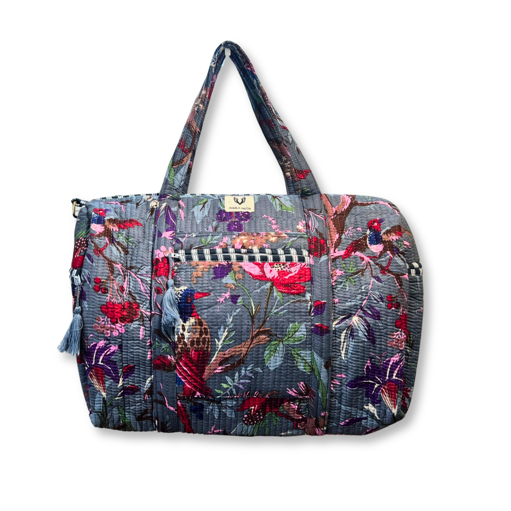 Frosted Bloom - Quilted Cotton Getaway Bag