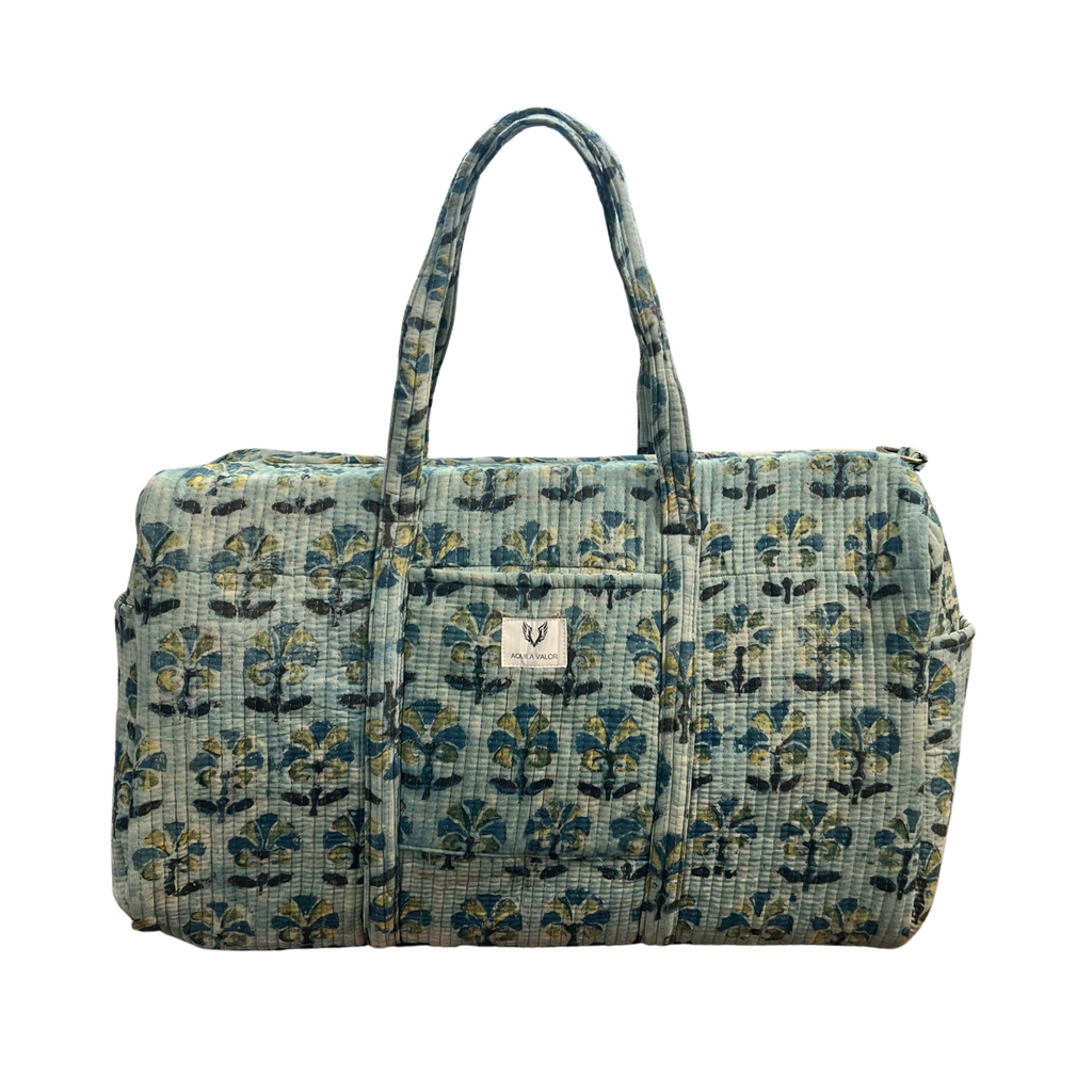 Meadow Haze – Hand Block Printed Travel Bag