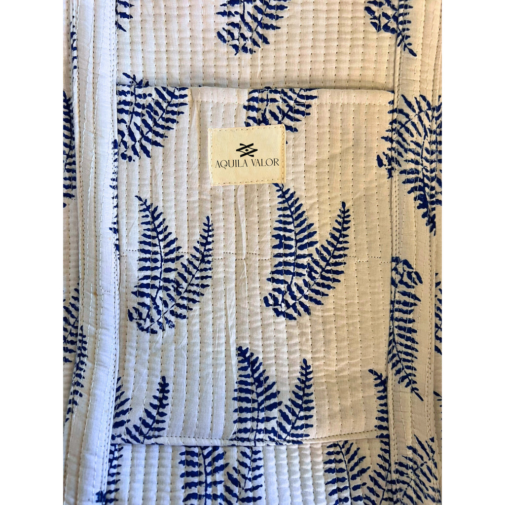 Blue Fern - Quilted Cotton Weekender Bag