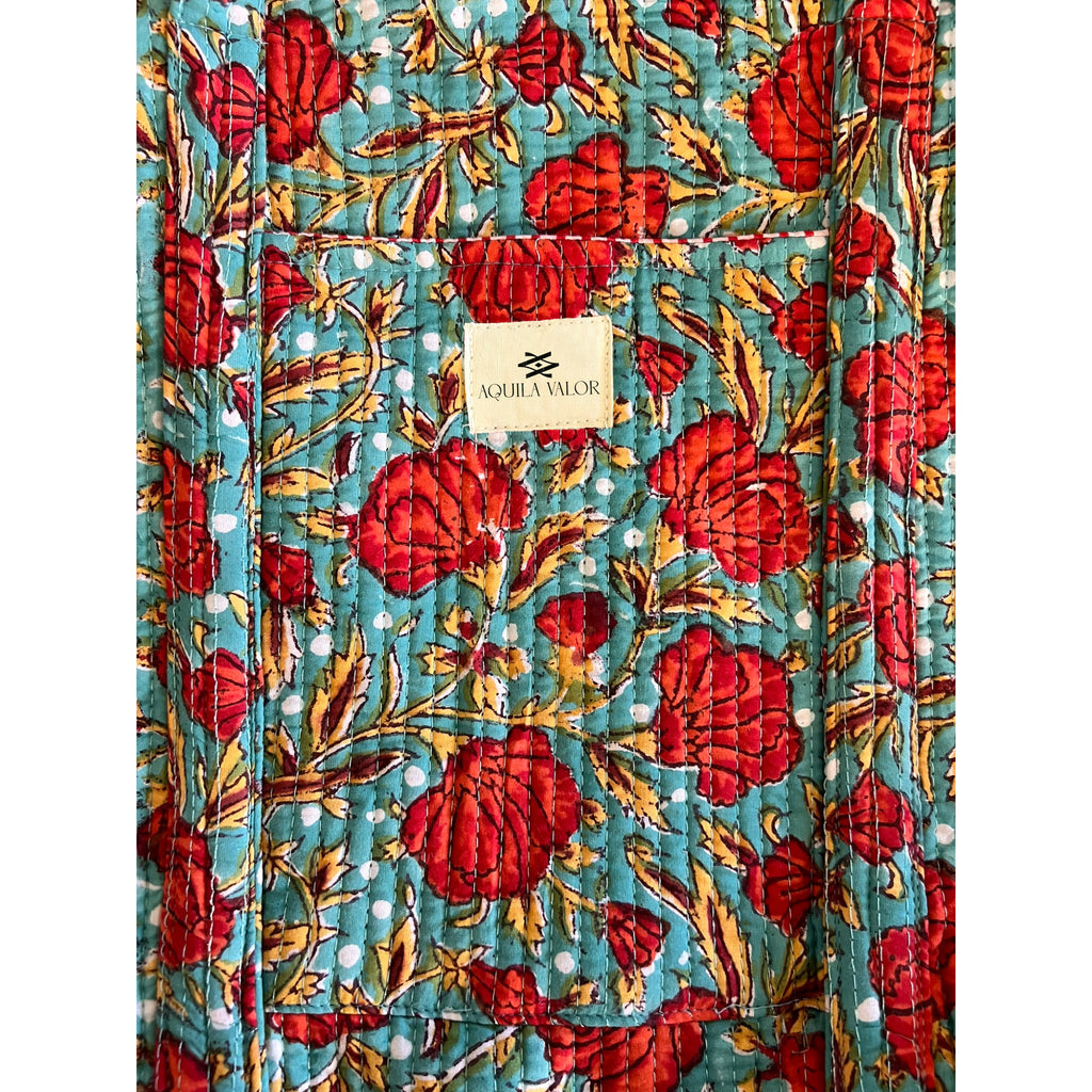 Rosey Meadow - Quilted Cotton Weekender Bag