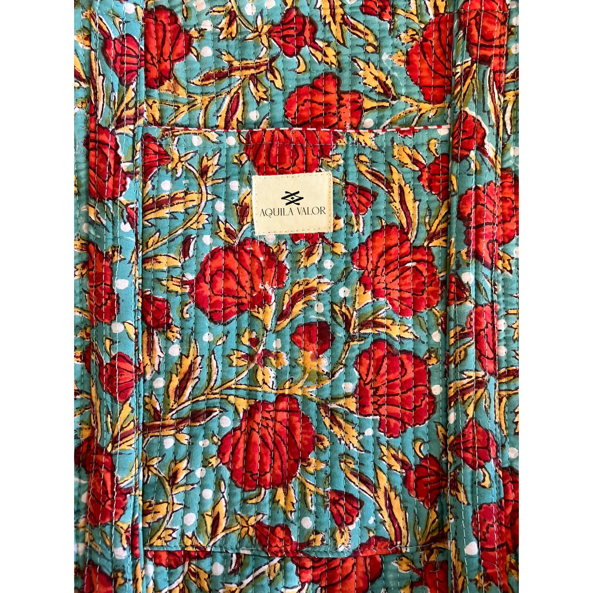 Rosey Meadow - Quilted Cotton Weekender Bag