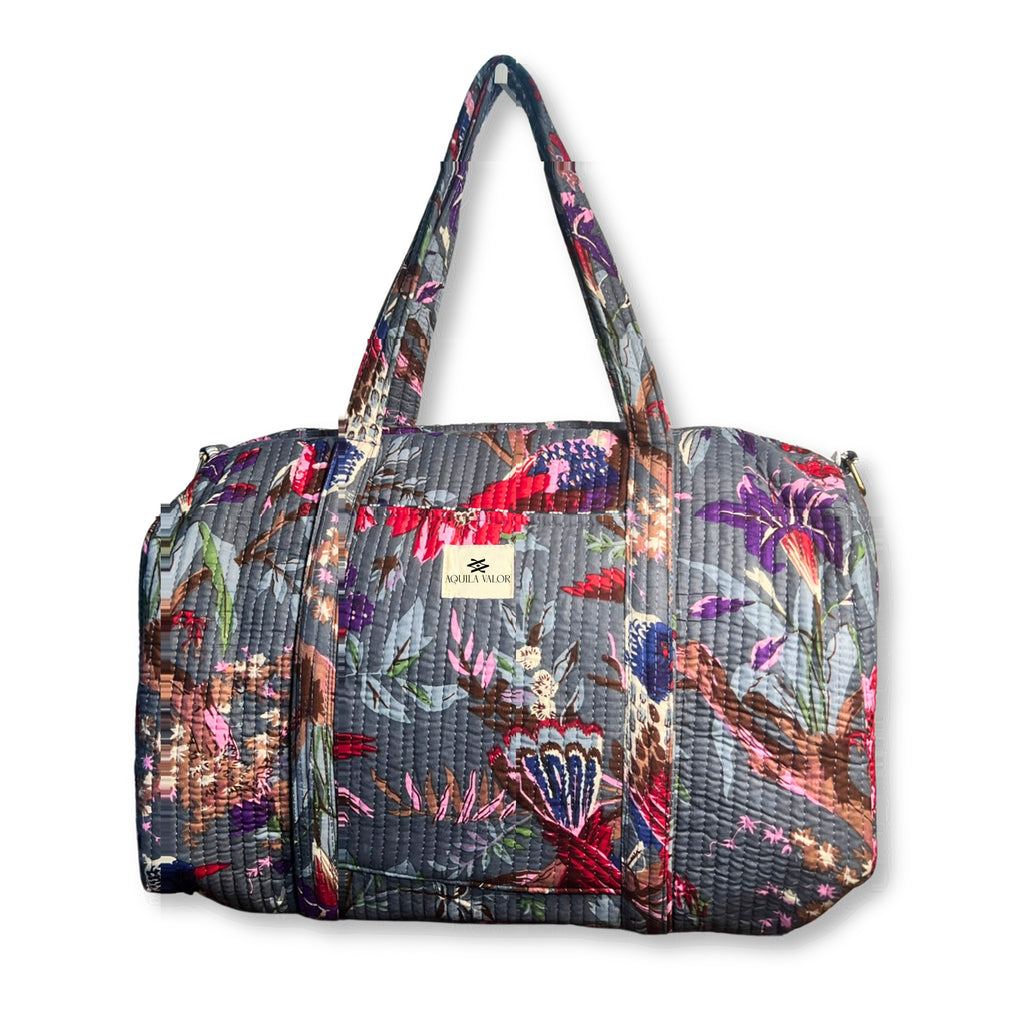 Frosted Bloom - Quilted Cotton Weekender Bag
