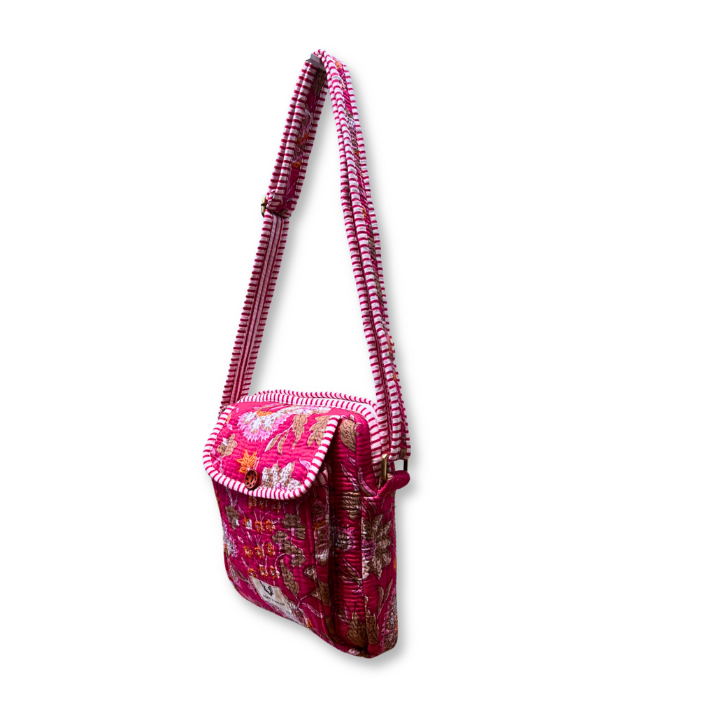 Blossom Pop - Handblock Printed Lightweight Crossbody Purse