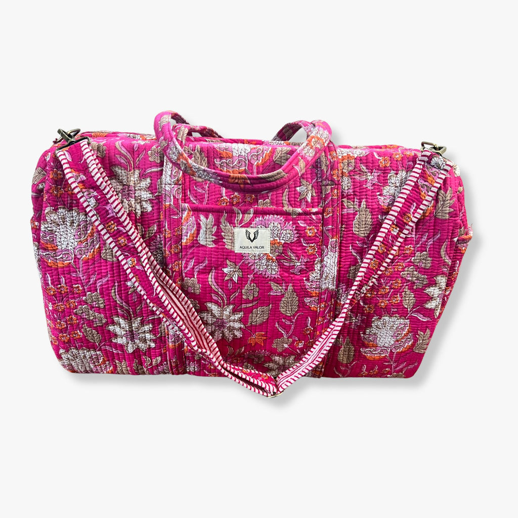 Blossom Pop – Hand Block Printed Travel Bag
