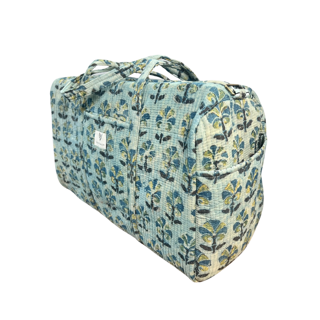 Meadow Haze – Hand Block Printed Travel Bag