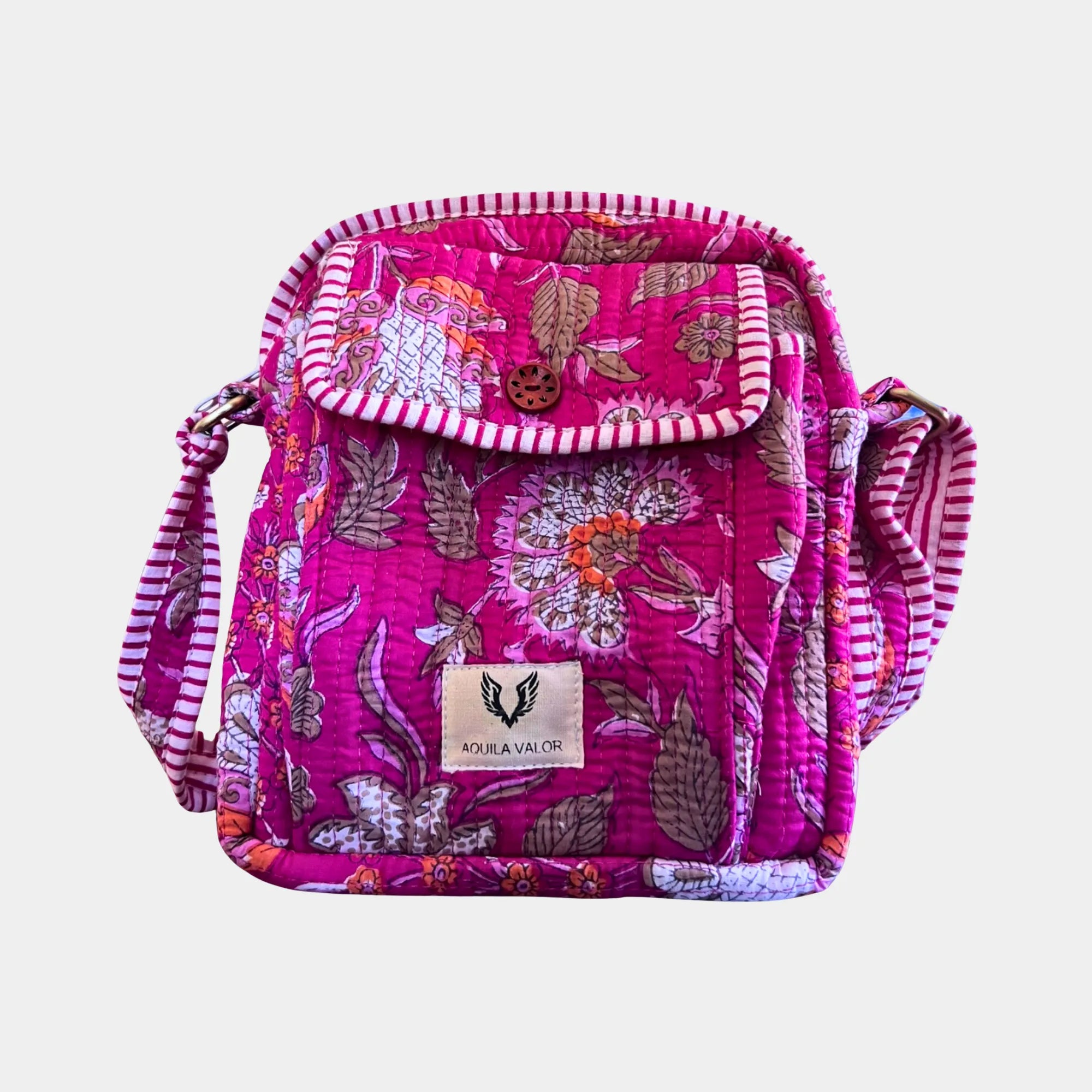 Blossom Pop - Handblock Printed Lightweight Crossbody Purse