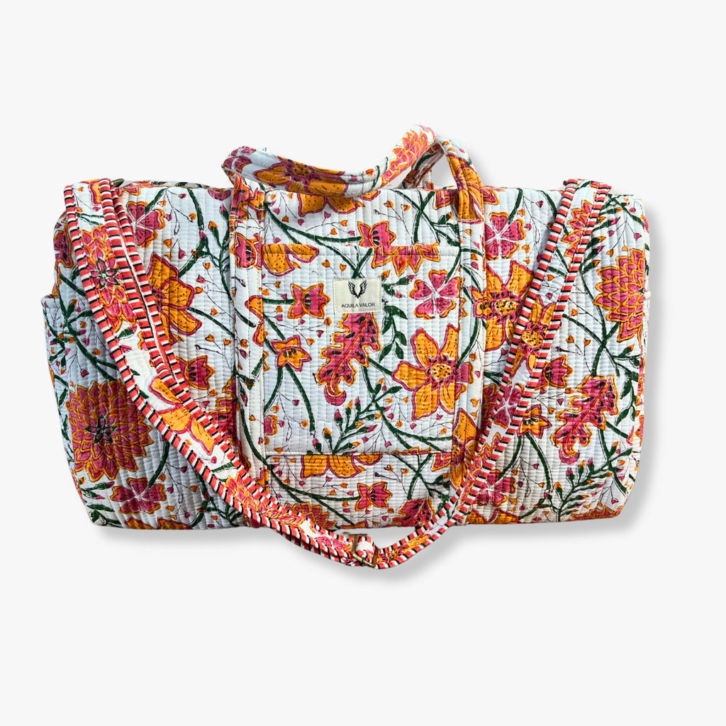 Garden Confetti – Hand Block Printed Travel Bag