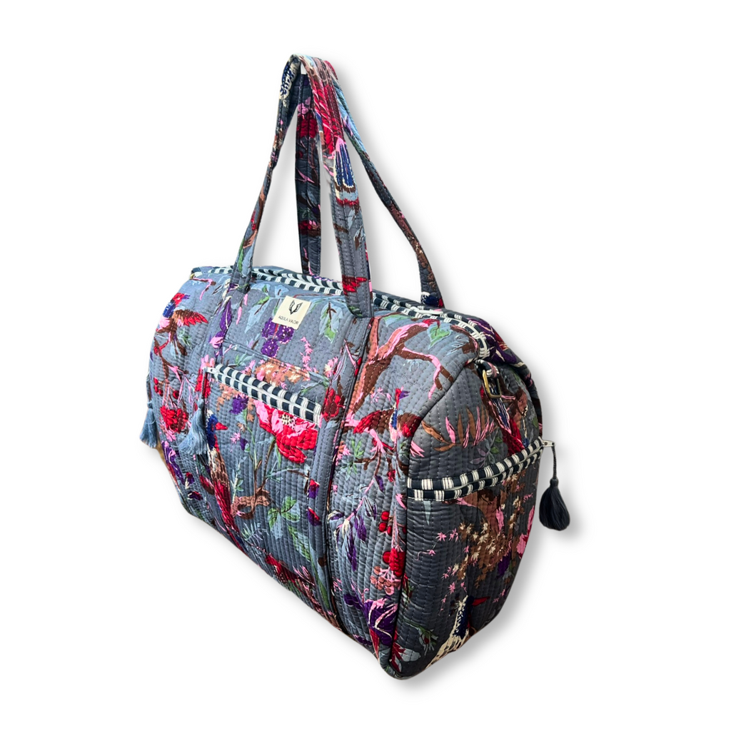 Frosted Bloom - Quilted Cotton Getaway Bag