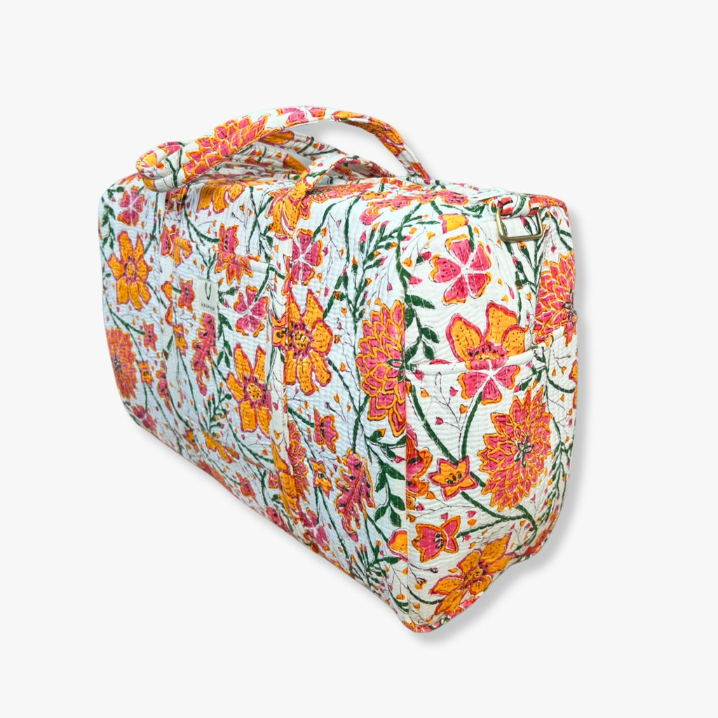 Garden Confetti – Hand Block Printed Travel Bag