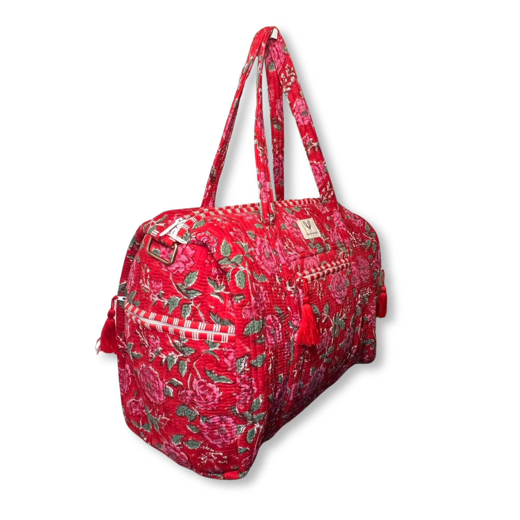 Rosey Red - Quilted Cotton Getaway Bag