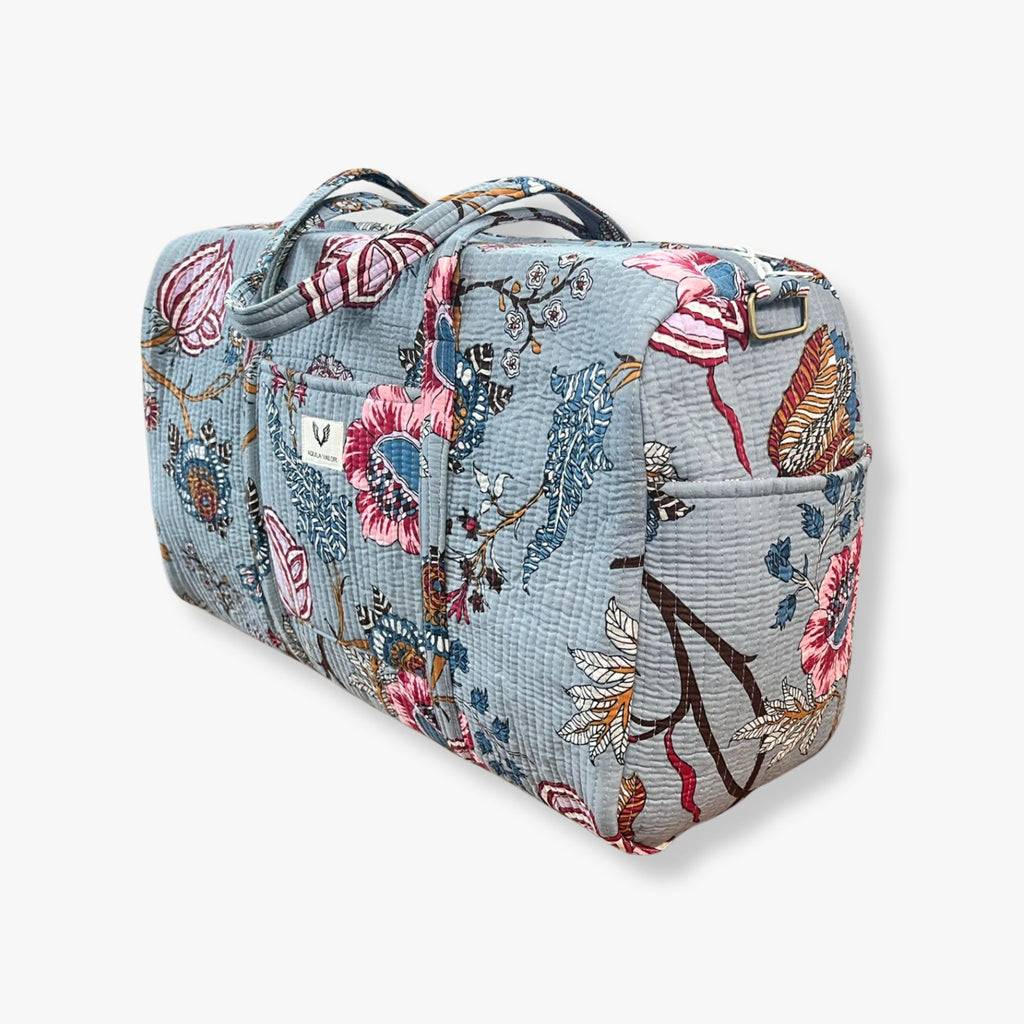 Frosted Bloom – Hand Block Printed Travel Bag