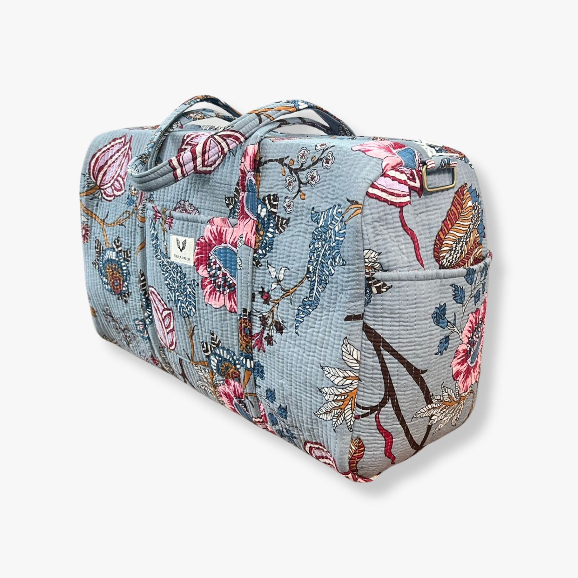 Frosted Bloom – Hand Block Printed Travel Bag