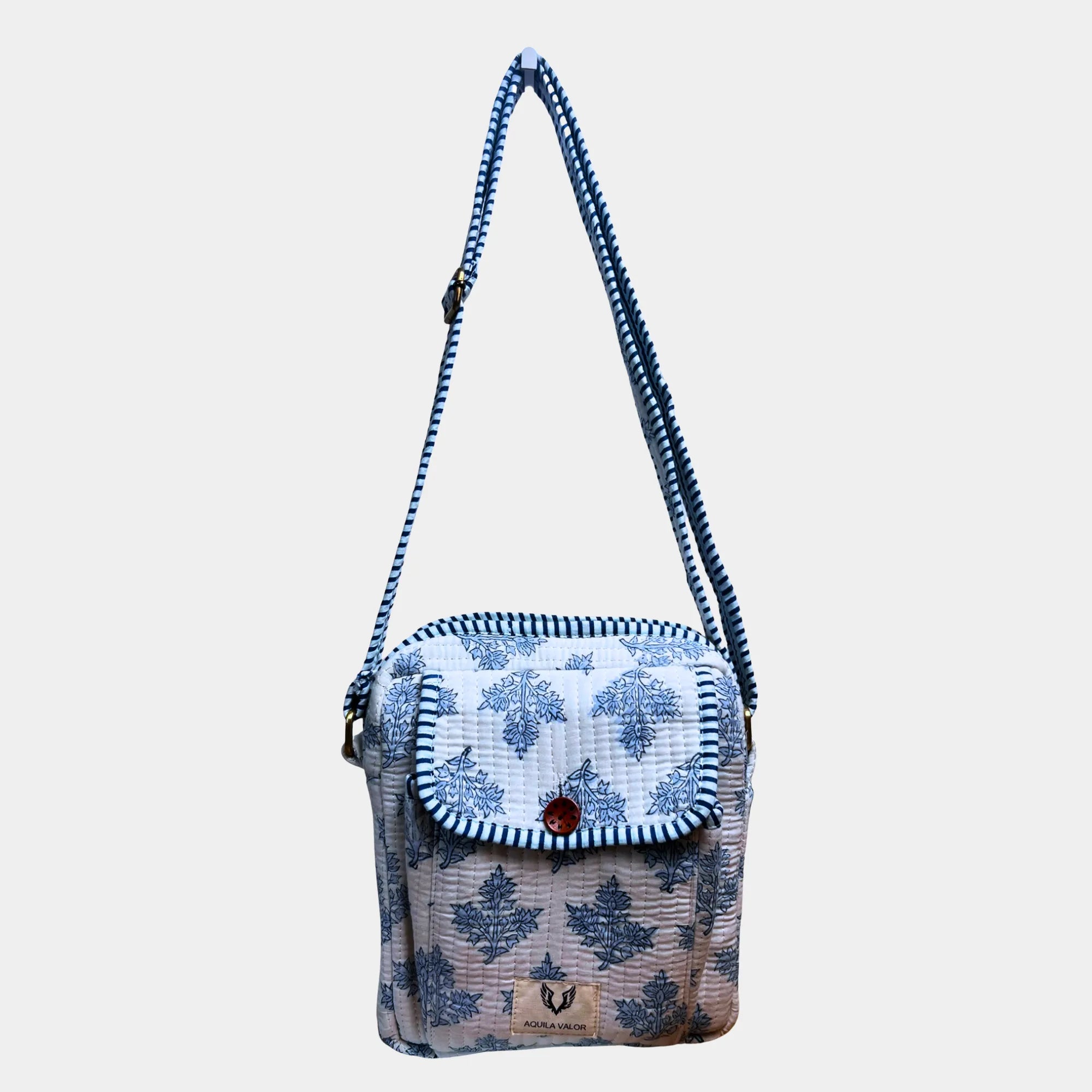Rain Drops - Handblock Printed Lightweight Crossbody Purse