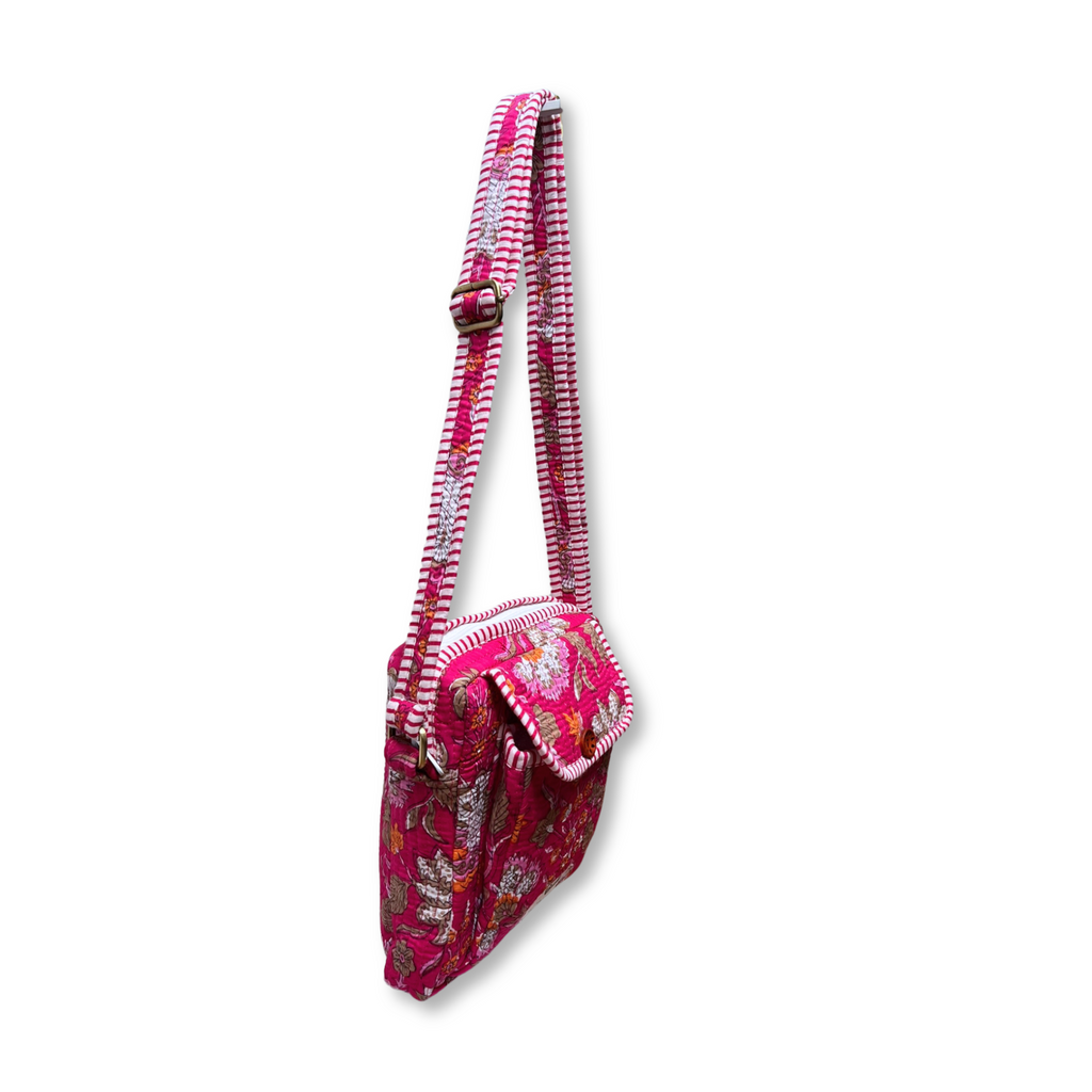 Blossom Pop - Handblock Printed Lightweight Crossbody Purse