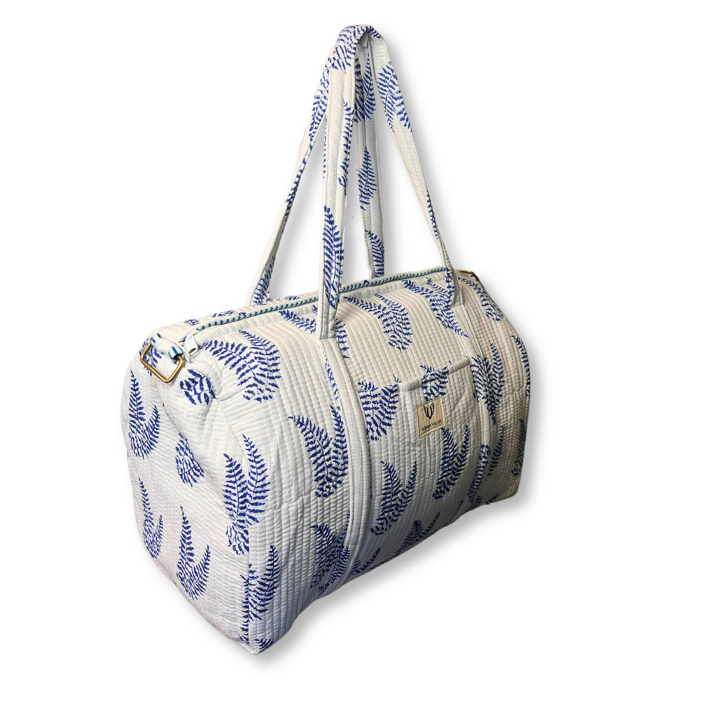 Blue Fern - Quilted Cotton Weekender Bag