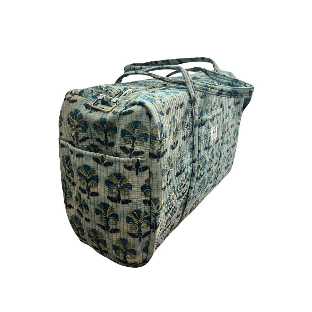 Meadow Haze – Hand Block Printed Travel Bag