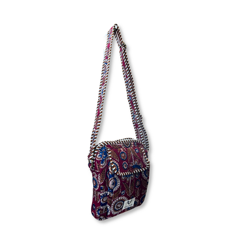 Ruby Bloom - Handblock Printed Lightweight Crossbody Purse