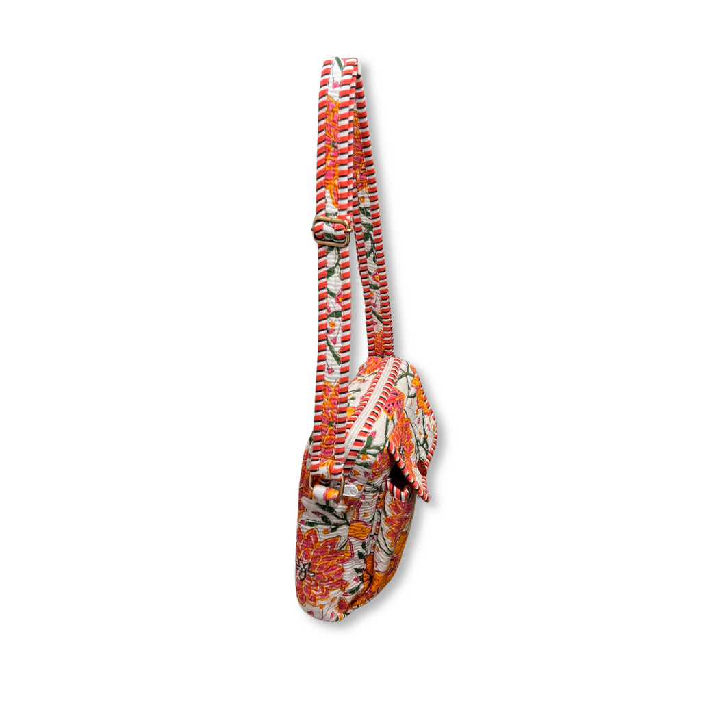 Summer Petals - Handblock Printed Lightweight Crossbody Purse