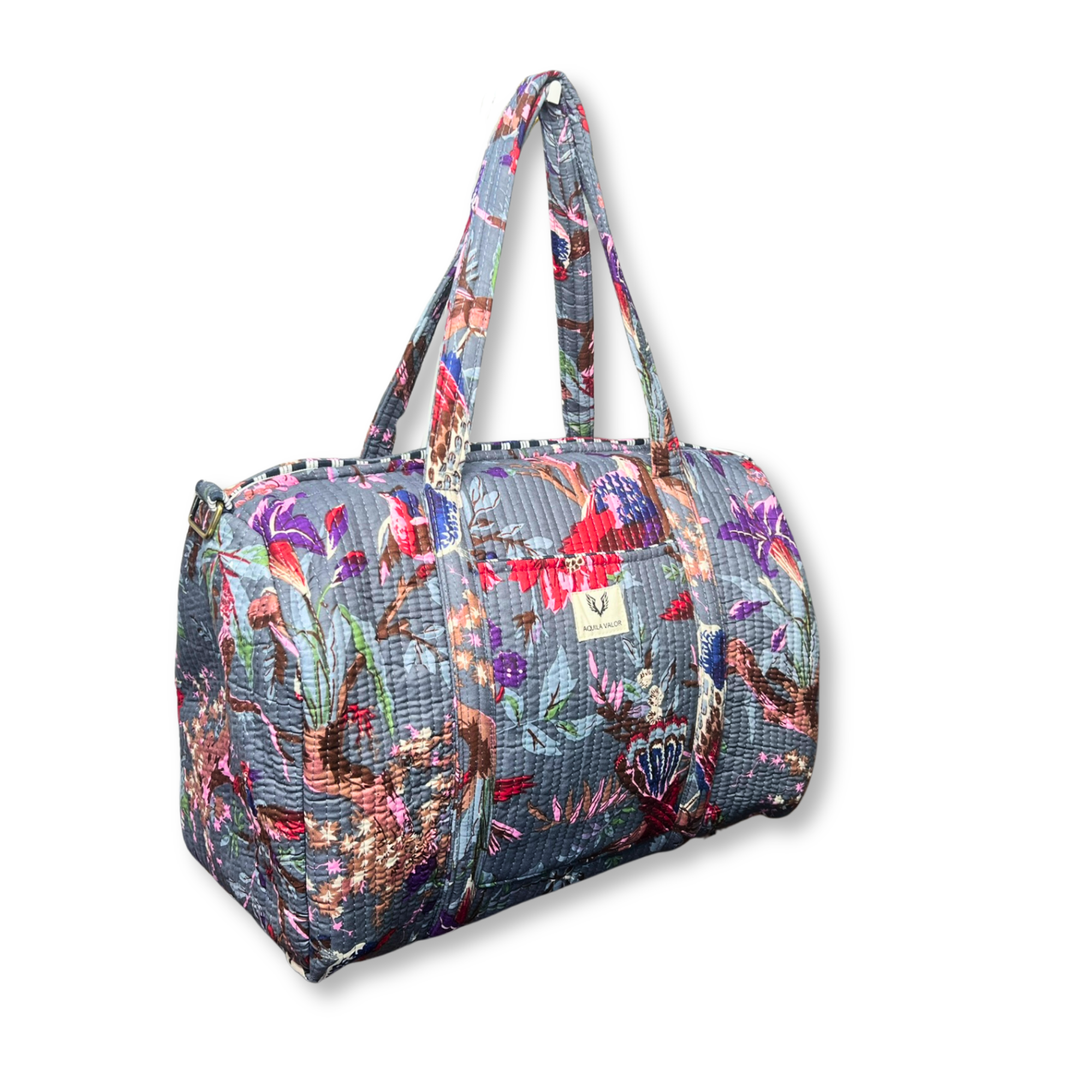 Frosted Bloom - Quilted Cotton Weekender Bag