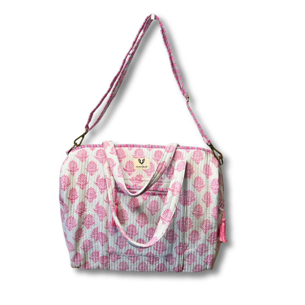 Pink Whisper - Quilted Cotton Getaway Bag