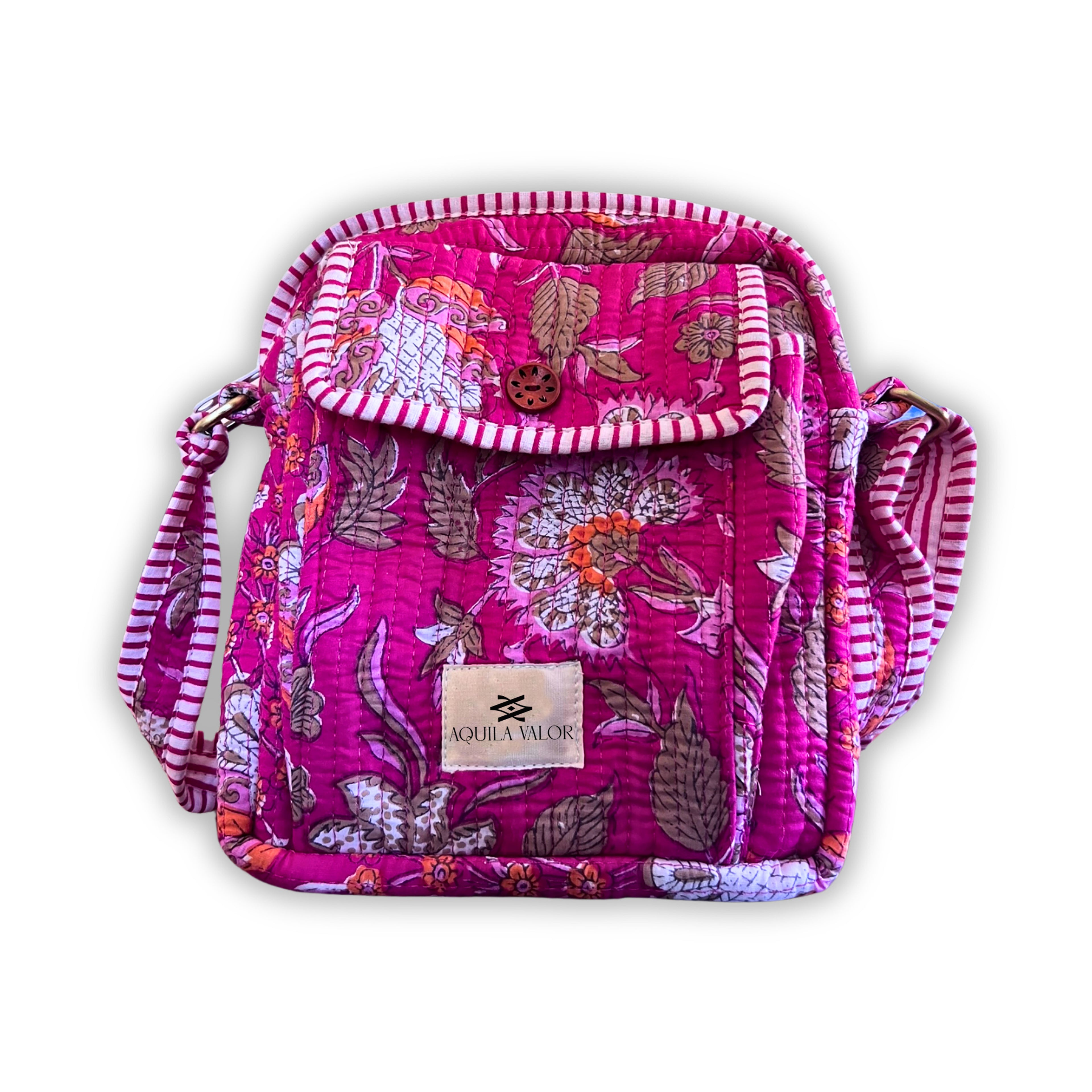 Blossom Pop - Handblock Printed Lightweight Crossbody Purse