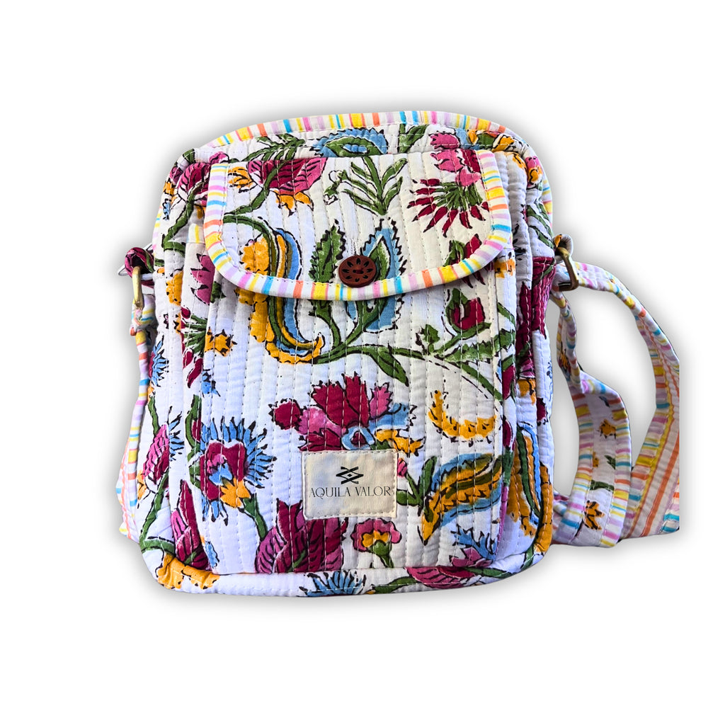 Summer Time - Handblock Printed Lightweight Crossbody Purse