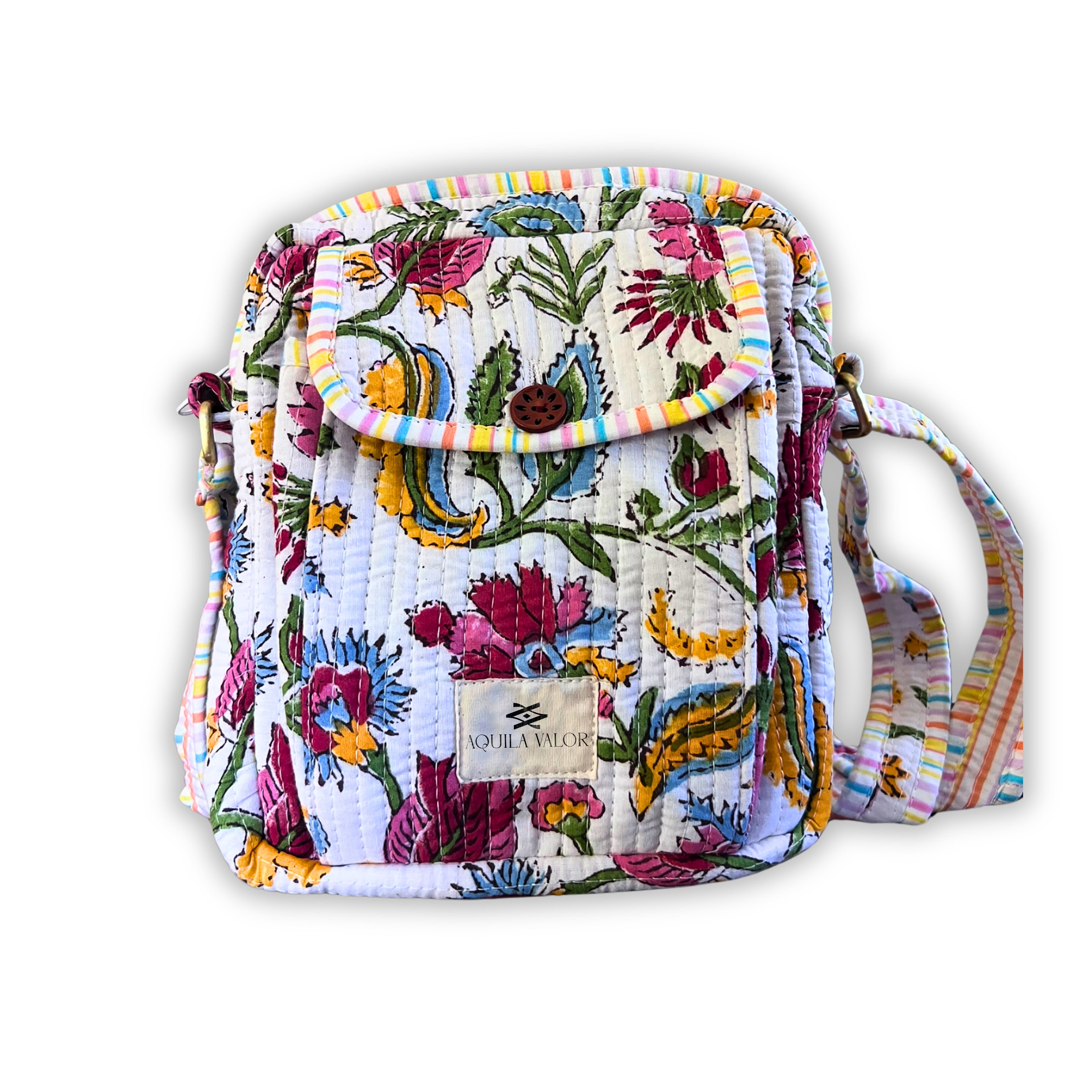 Summer Time - Handblock Printed Lightweight Crossbody Purse