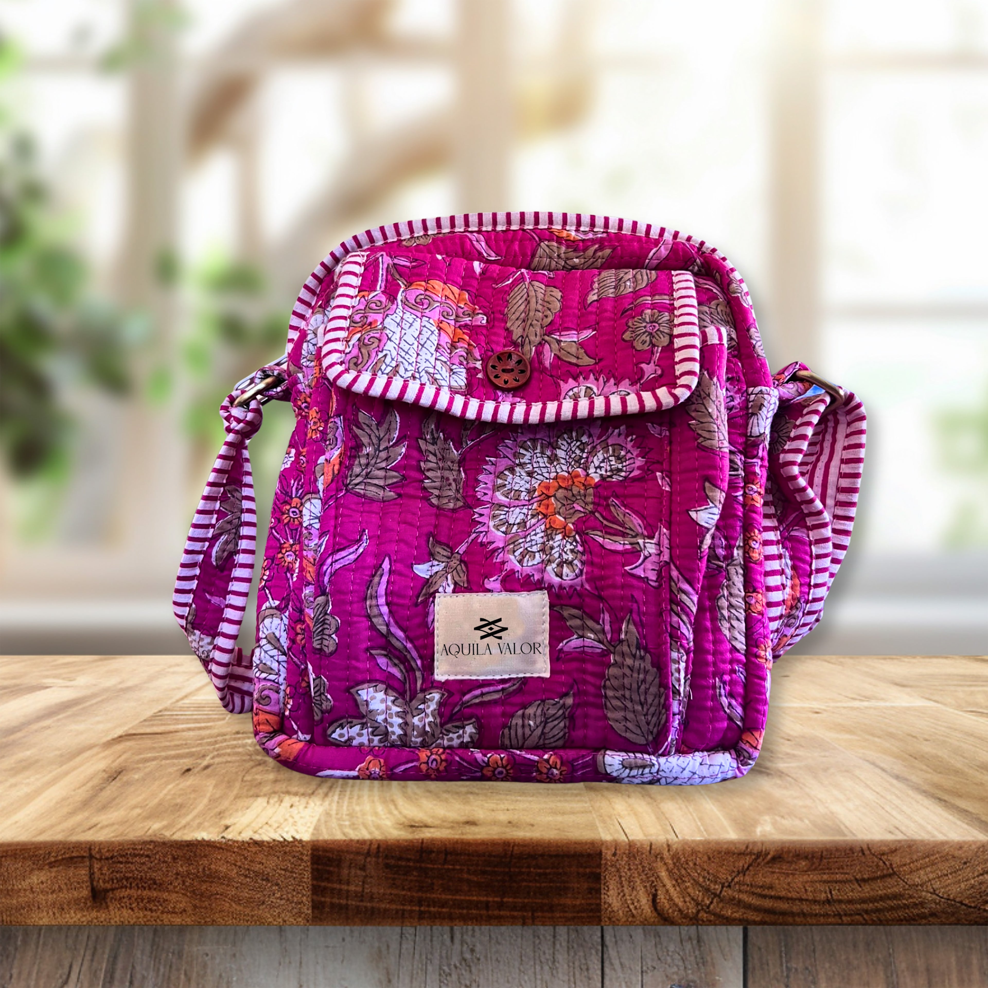 Blossom Pop - Handblock Printed Lightweight Crossbody Purse