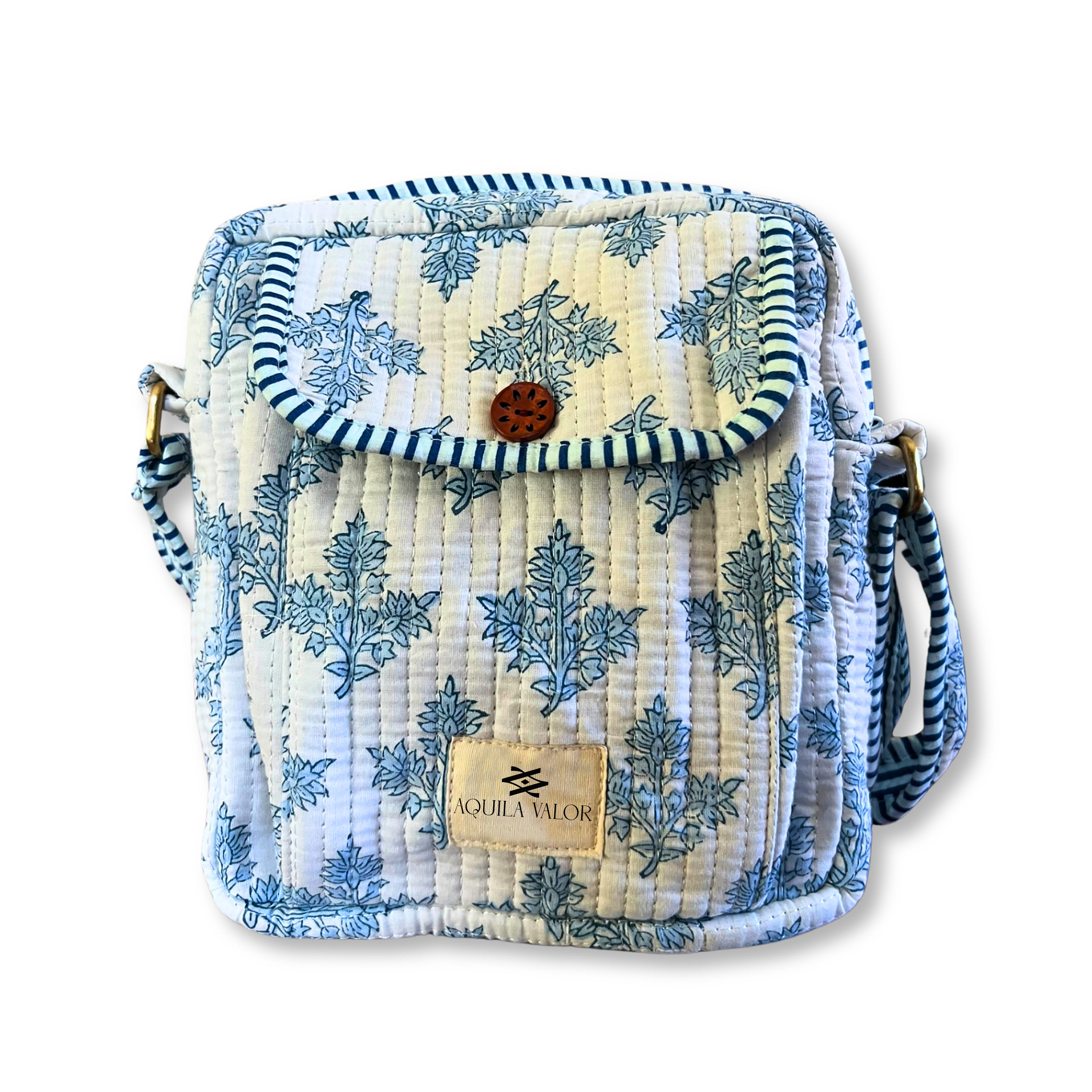 Rain Drops - Handblock Printed Lightweight Crossbody Purse