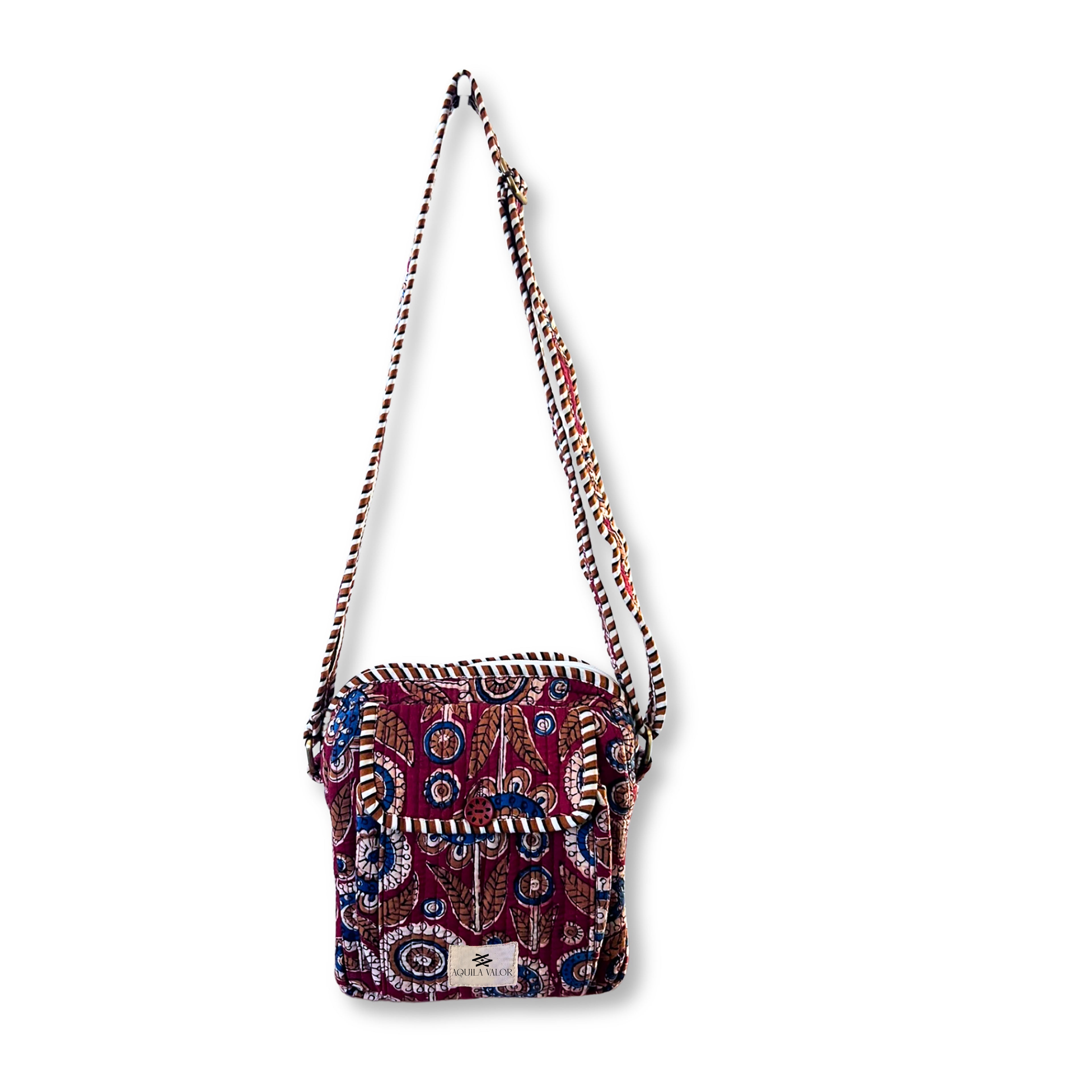 Ruby Bloom - Handblock Printed Lightweight Crossbody Purse