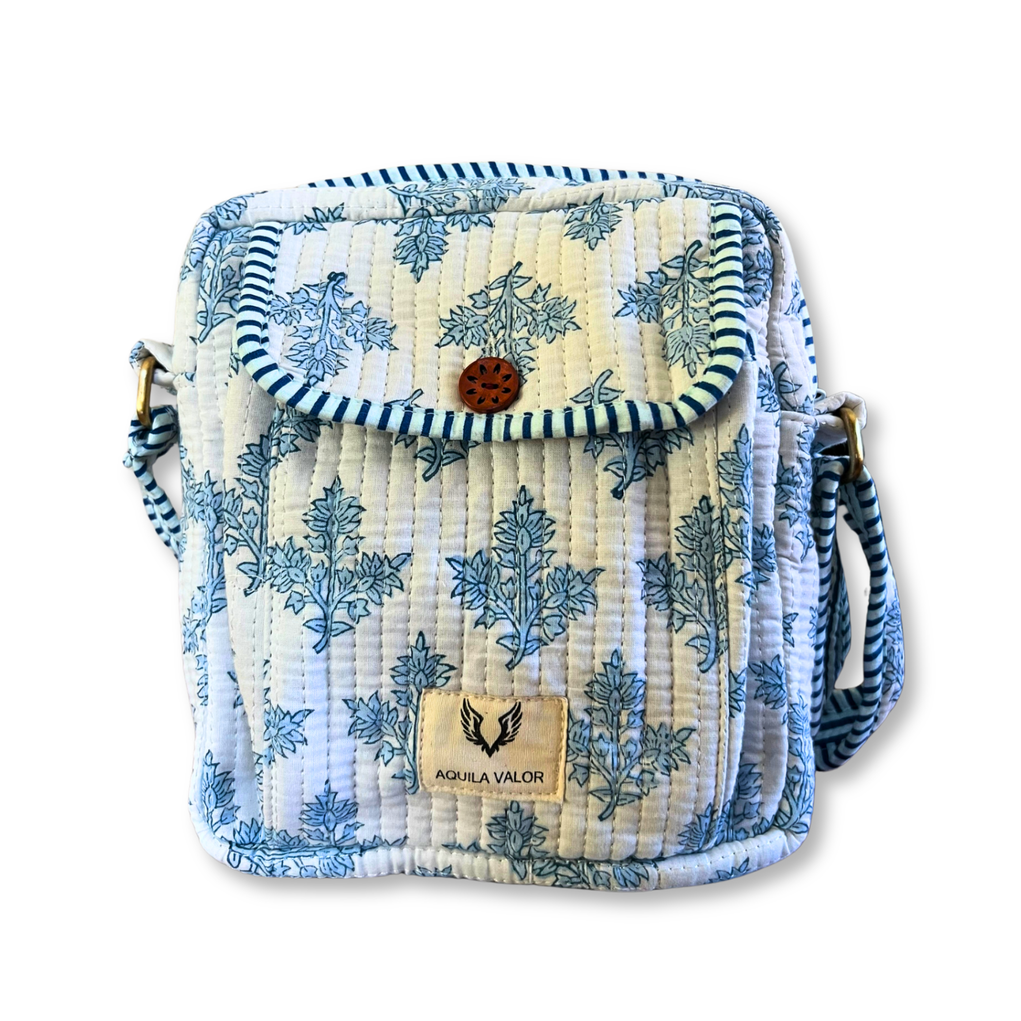 Rain Drops - Handblock Printed Lightweight Crossbody Purse