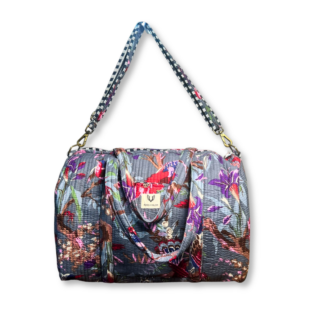 Frosted Bloom - Quilted Cotton Weekender Bag