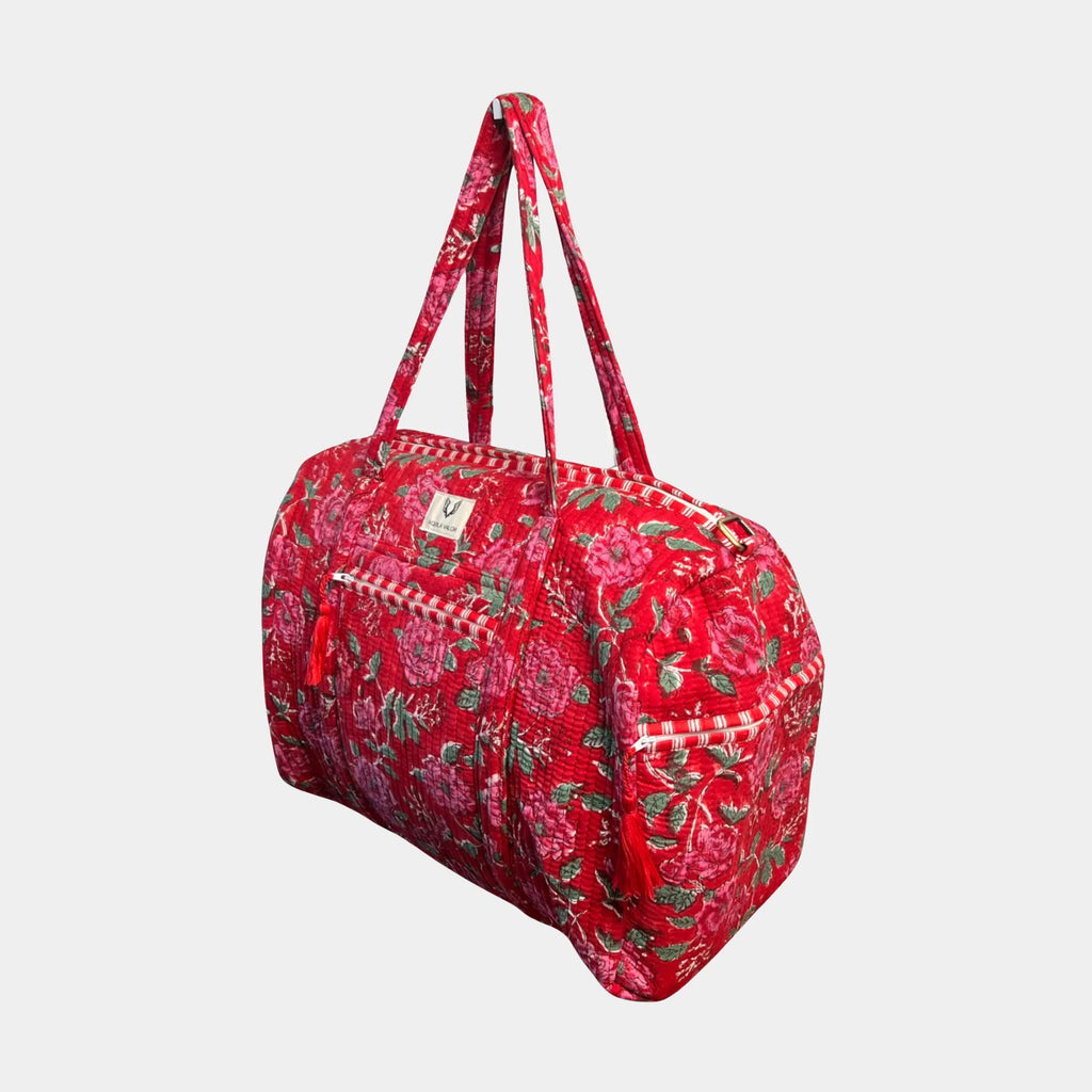 Rosey Red - Quilted Cotton Getaway Bag