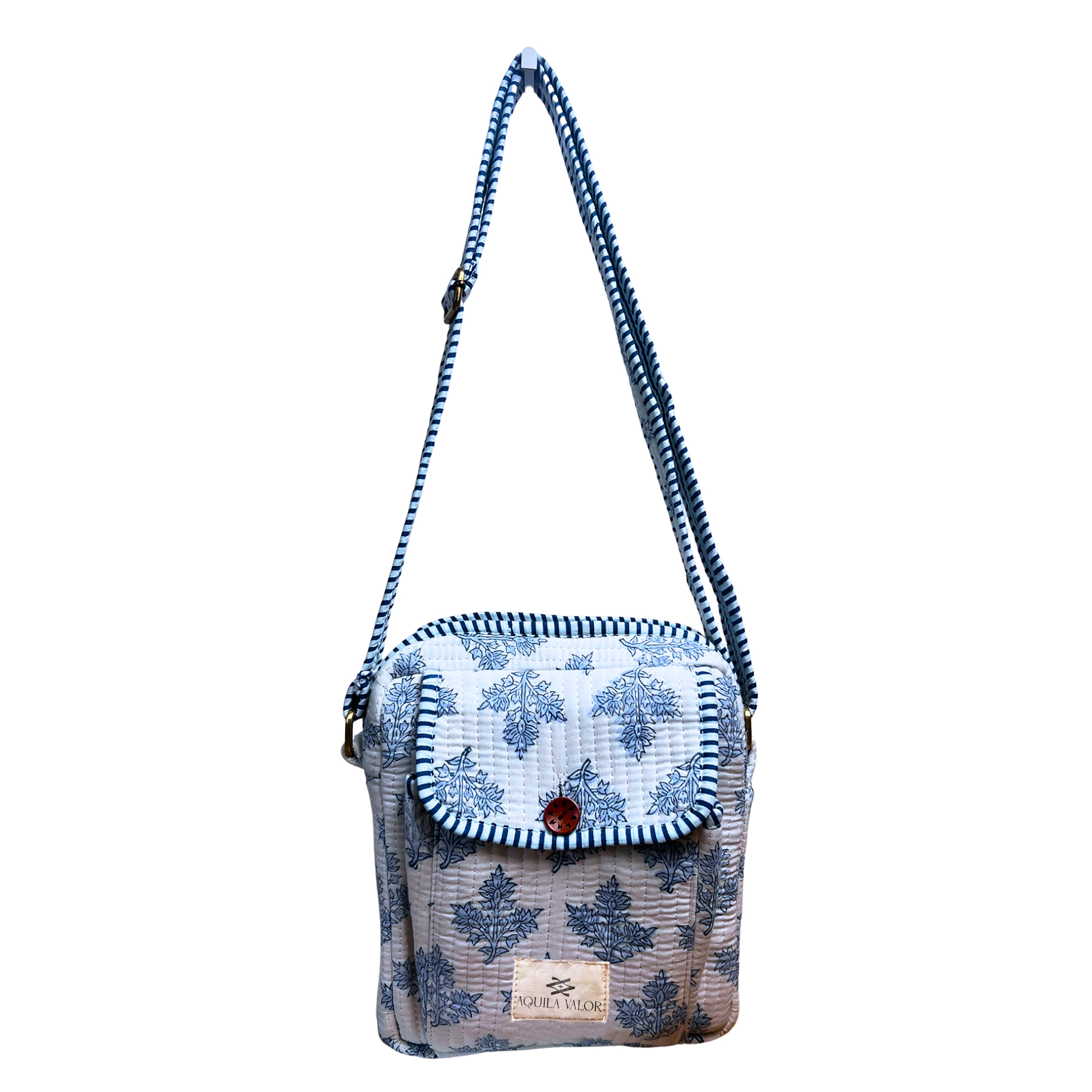 Rain Drops - Handblock Printed Lightweight Crossbody Purse