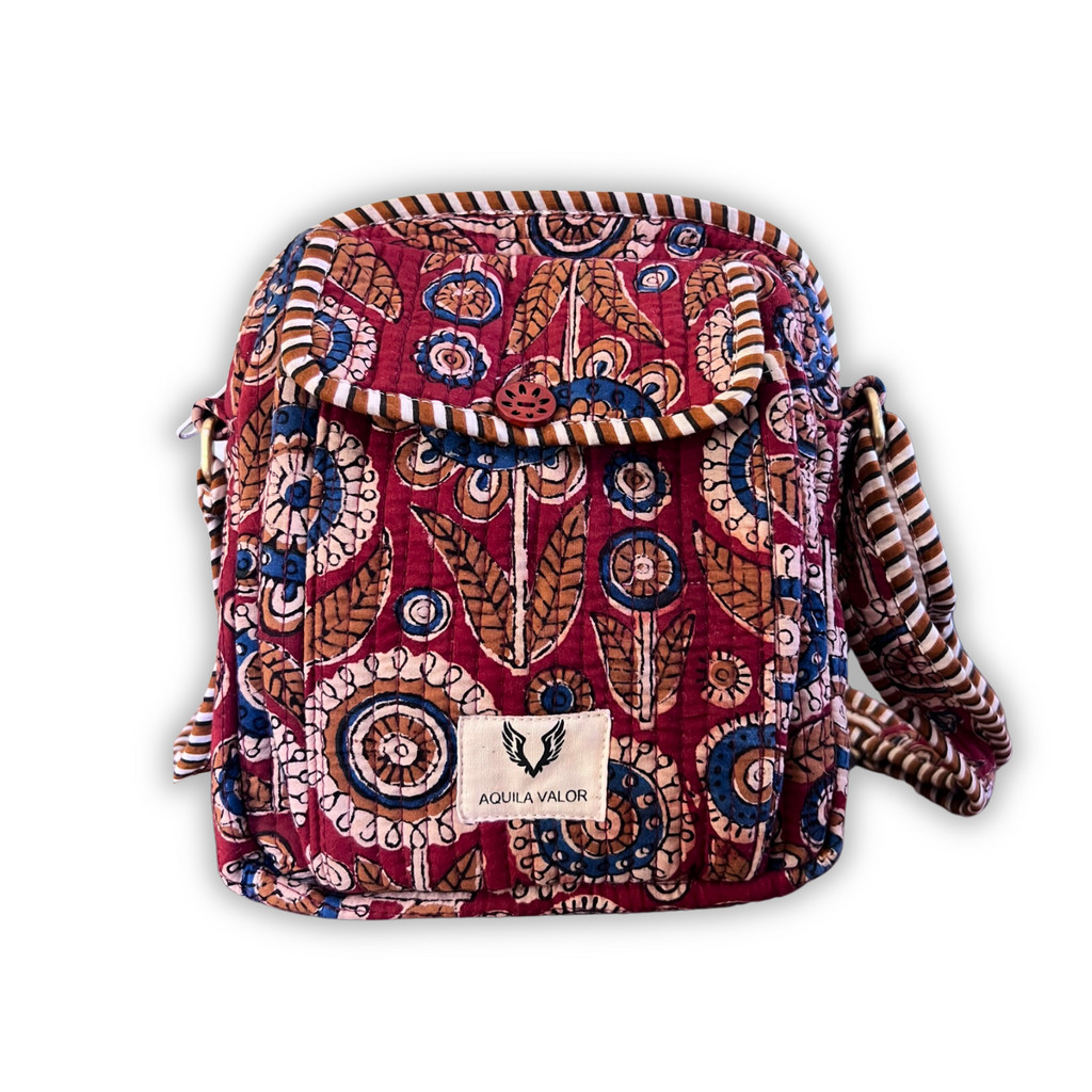 Ruby Bloom - Handblock Printed Lightweight Crossbody Purse