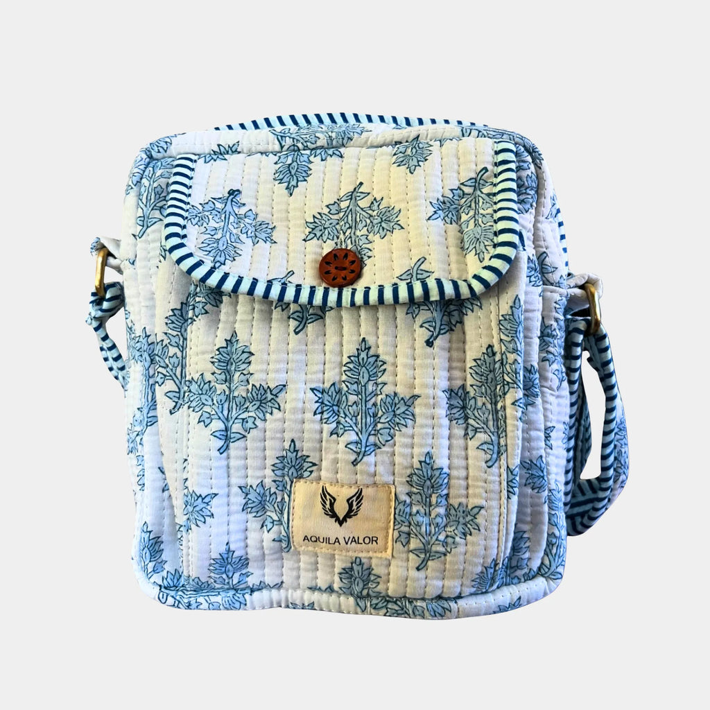 Rain Drops - Handblock Printed Lightweight Crossbody Purse