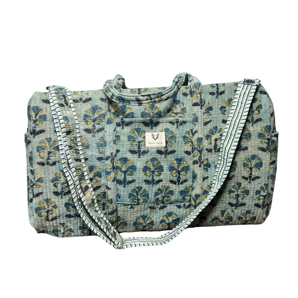 Meadow Haze – Hand Block Printed Travel Bag