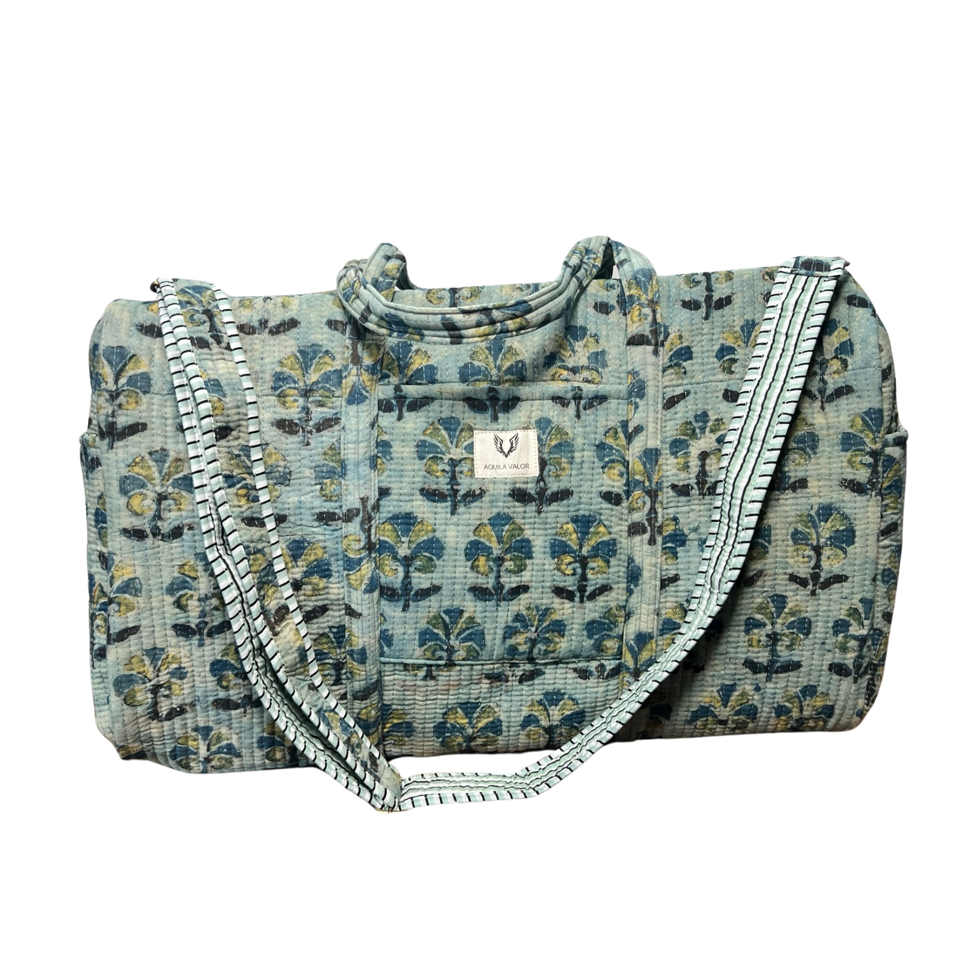 Meadow Haze – Hand Block Printed Travel Bag