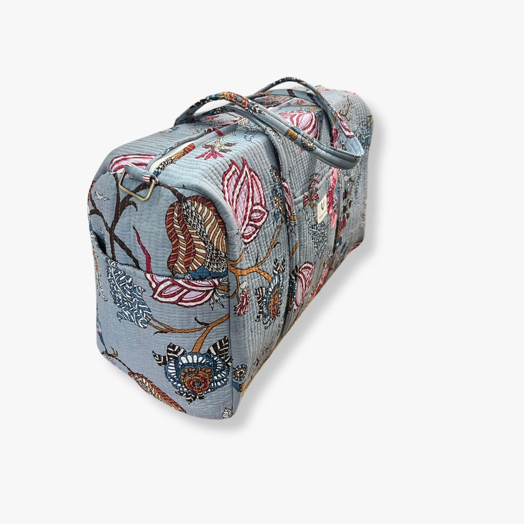 Frosted Bloom – Hand Block Printed Travel Bag