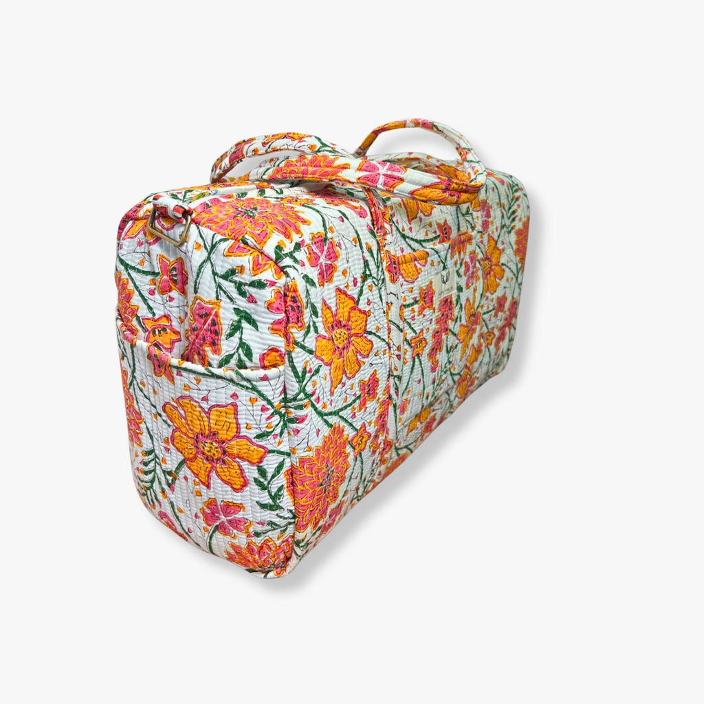 Garden Confetti – Hand Block Printed Travel Bag