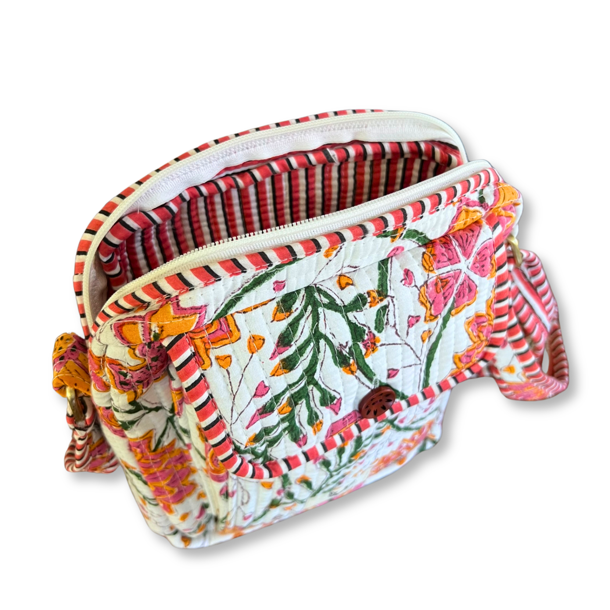 Summer Petals - Handblock Printed Lightweight Crossbody Purse